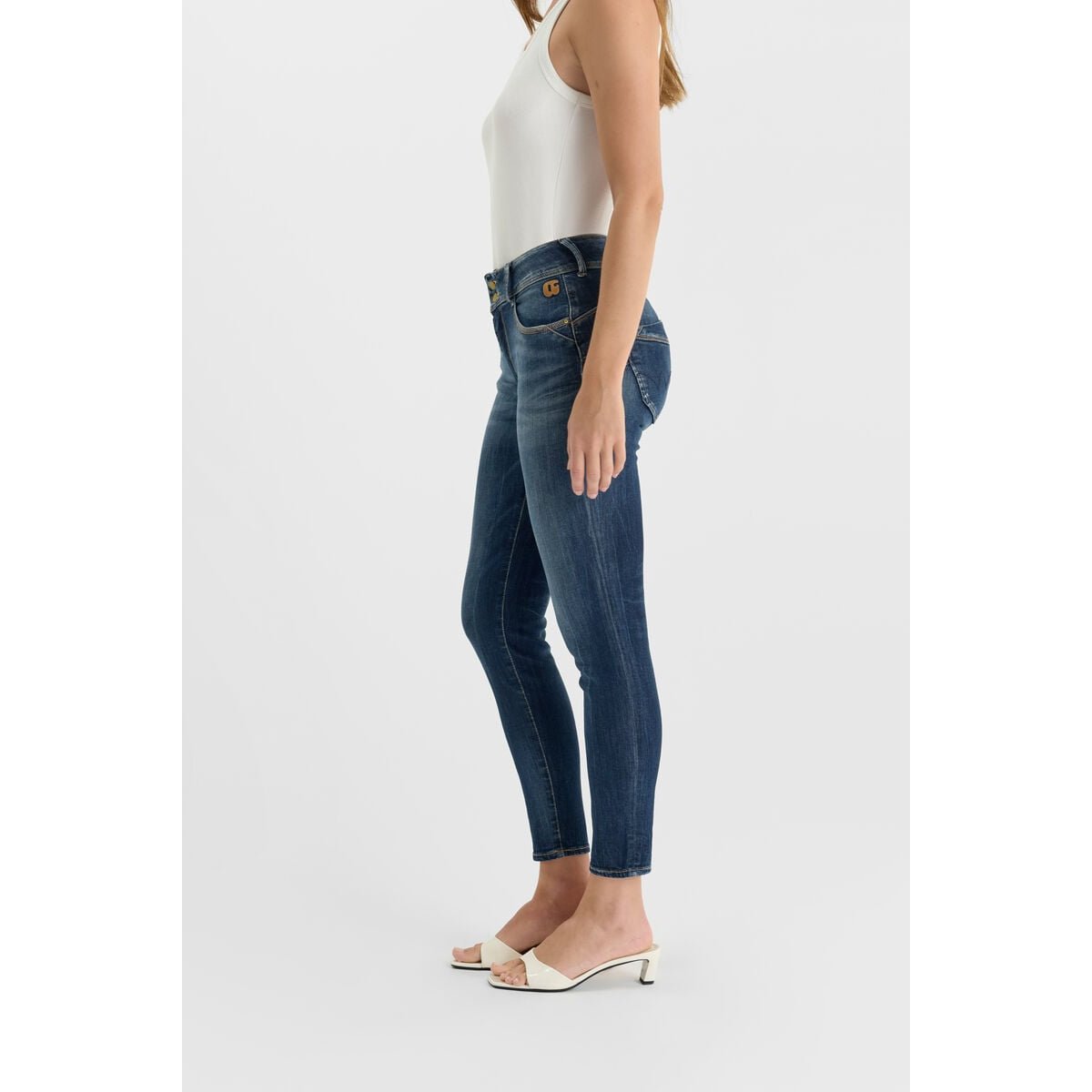 Jeans push-up slim taille haute PULP, 7/8ème blue, LE TEMPS DES CERISES