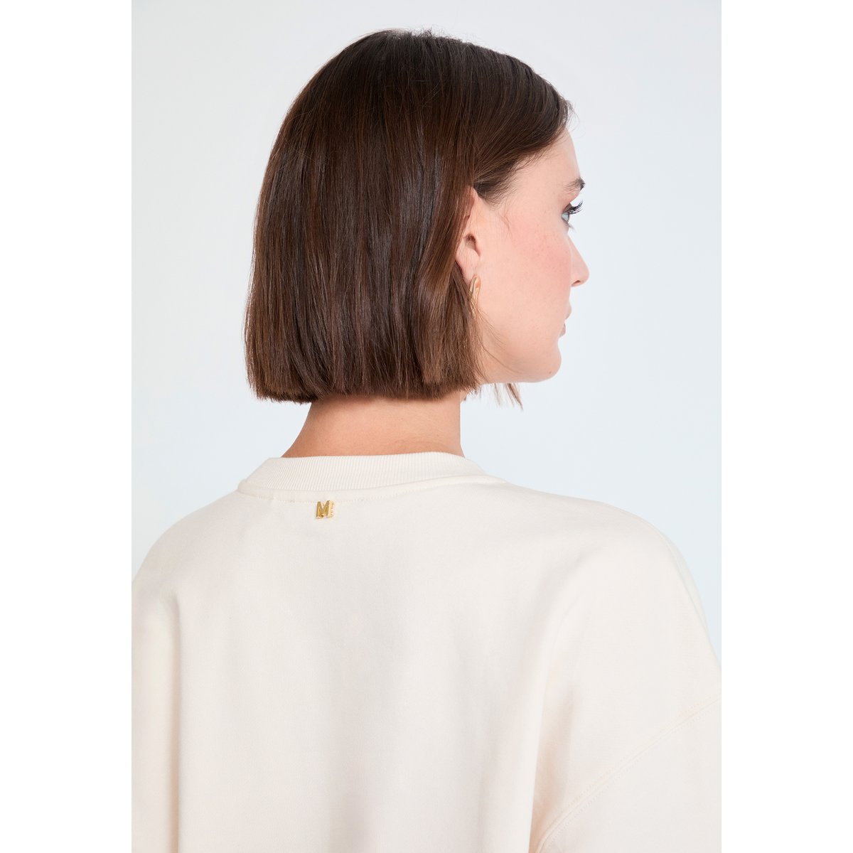 Sweat imprimé panthère à strass en coton ecru, LOLA CASADEMUNT
