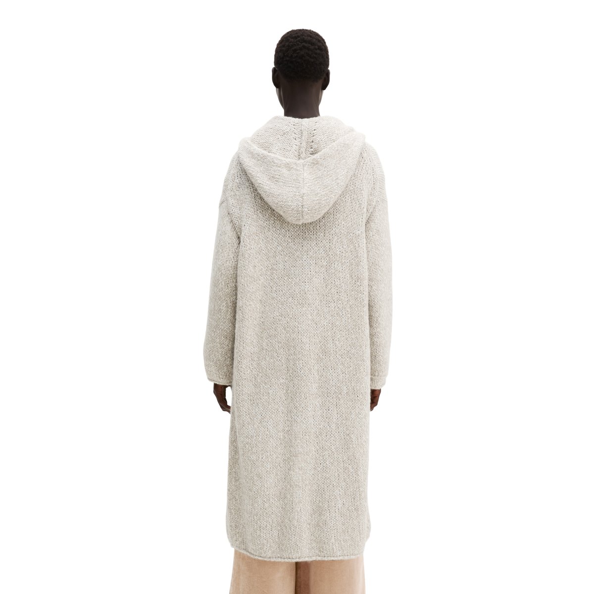 Cardigan à capuche ample en un mélange doux de coton bio et de laine d'alpaga marron, MARC O'POLO