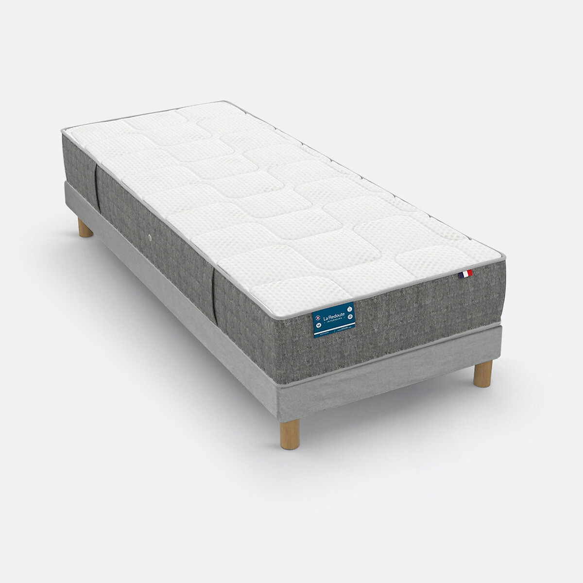Ensemble matelas 660 ressorts, soutien ferme, accueil moelleux gris chiné, LA REDOUTE INTERIEURS