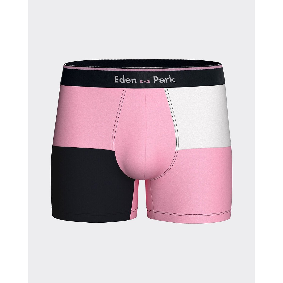 Lot de 2 boxers, 1 uni + 1 bicolore bleu marine + rose, EDEN PARK