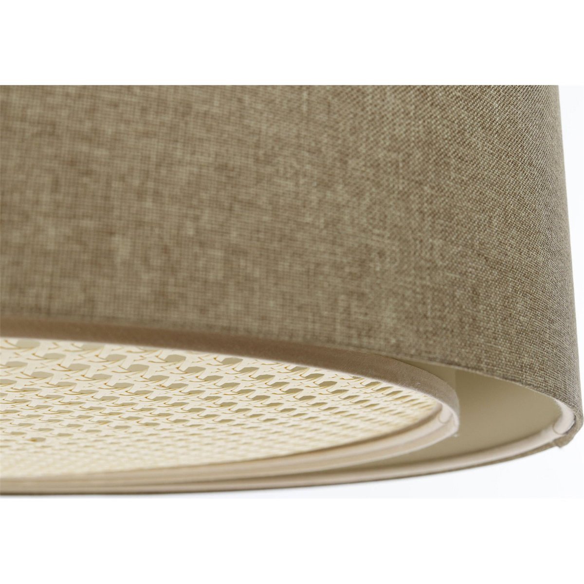 Suspension ronde en tissu et rotin Boho Elegant beige crème avec rotin naturel, BPS KONCEPT