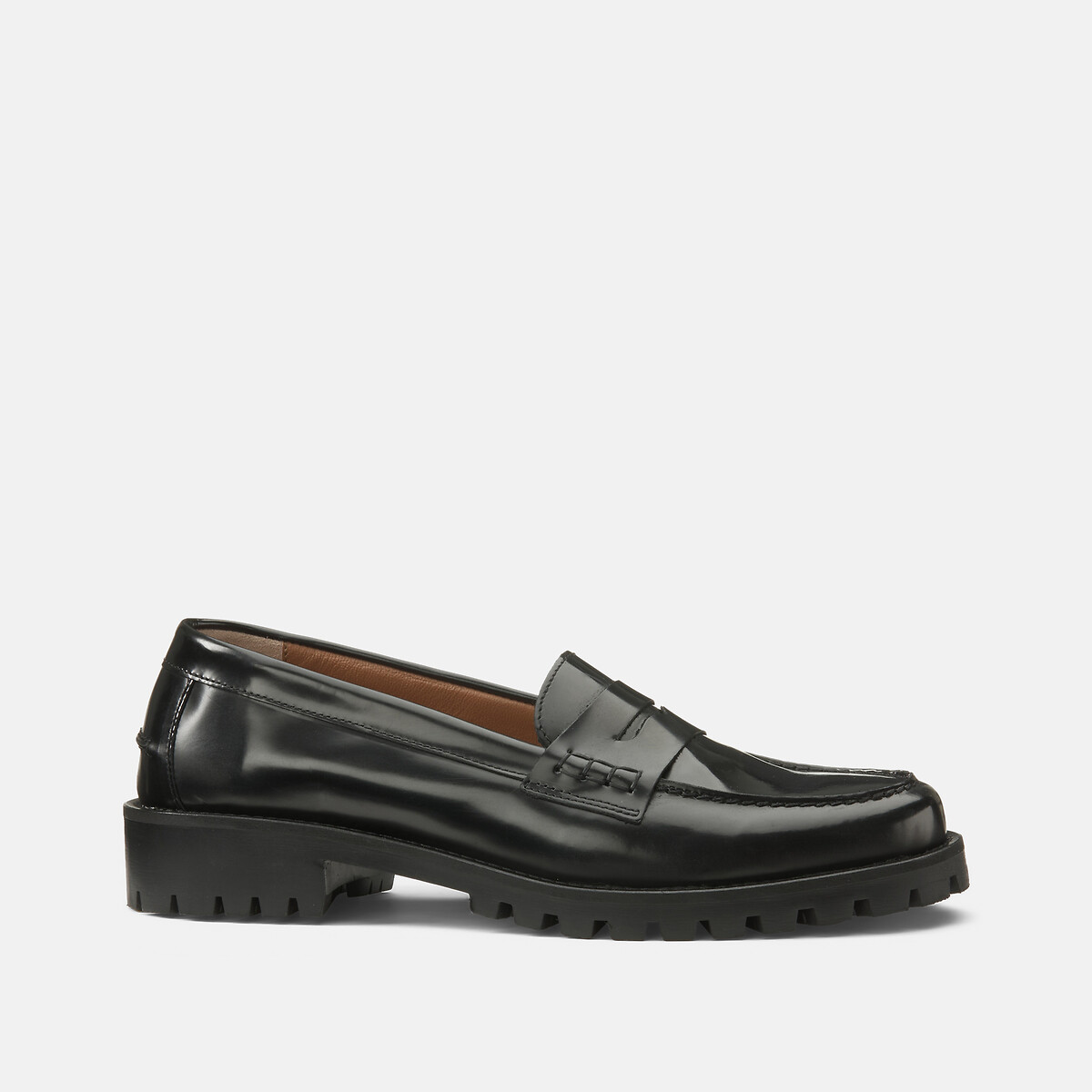 Mocassin en cuir semelle crantée noir, LA REDOUTE COLLECTIONS