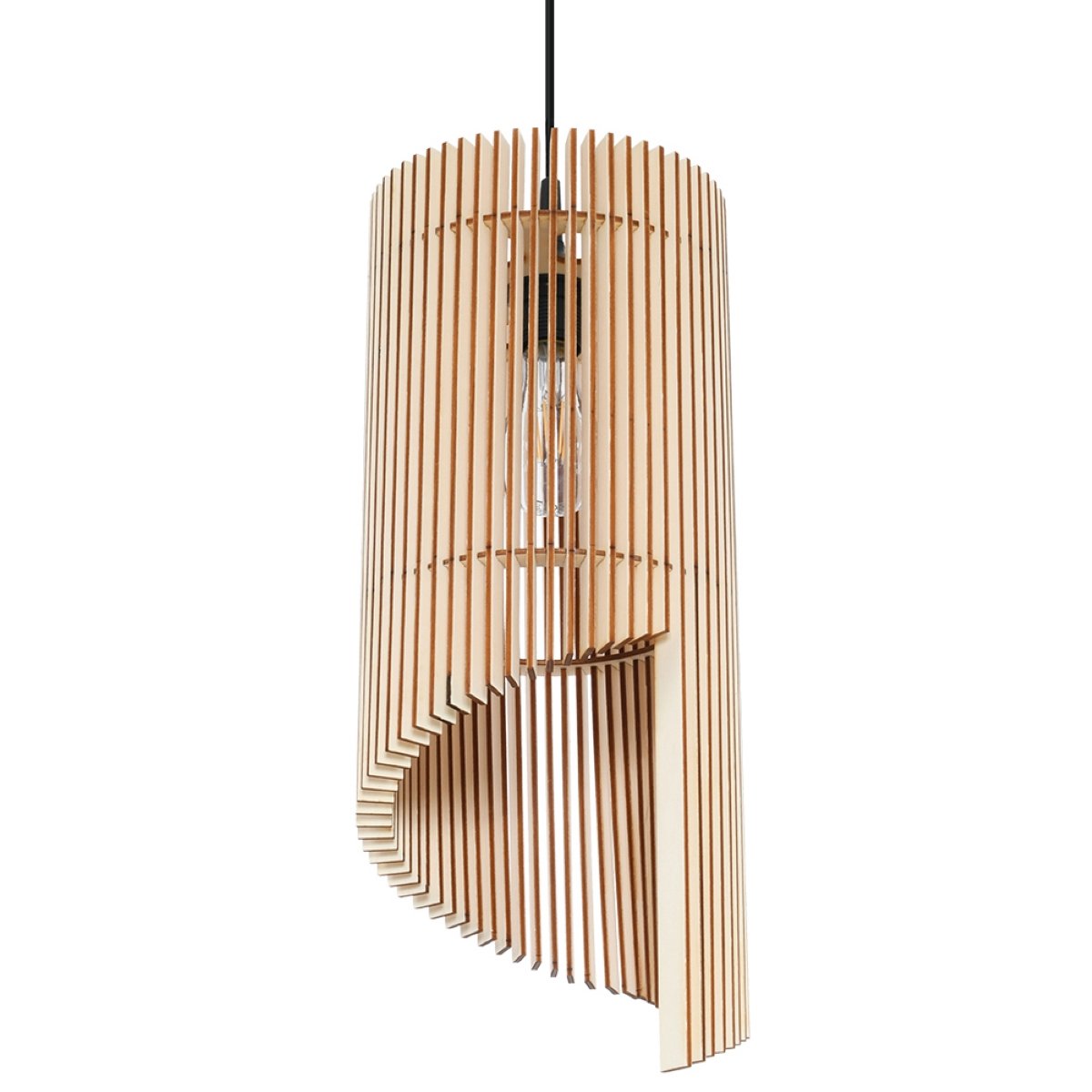 Suspension Bois Bois Naturel E27 1 Alexia marron, EDEN
