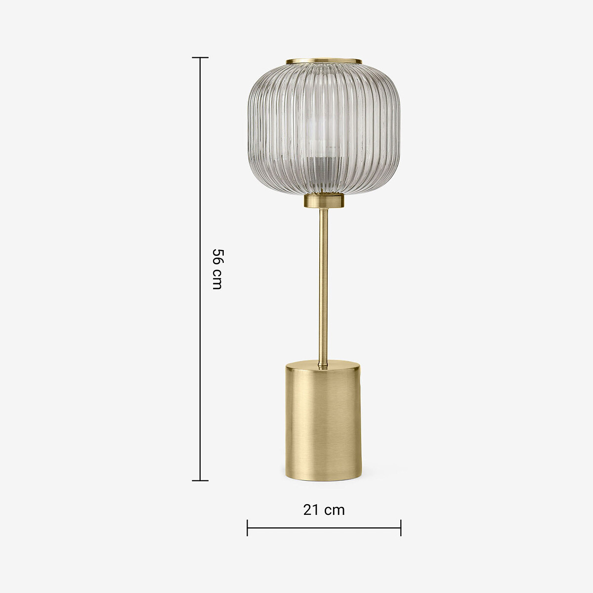 MADE.COM Briz Ribbed Glass Table Lamp with Metal Base smoke grey, MADE