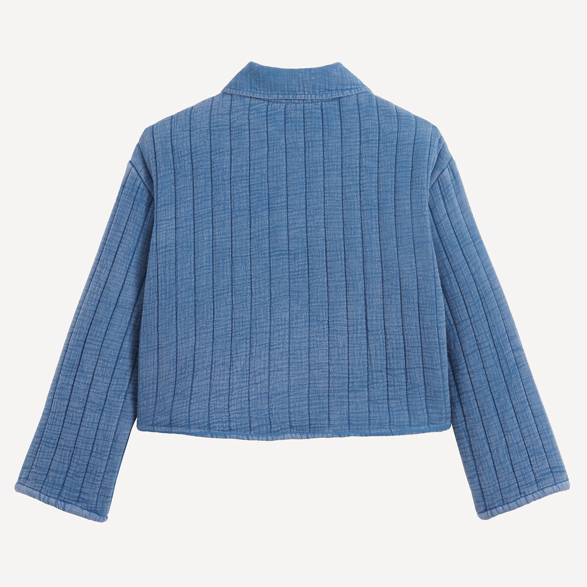 Veste matelassée et boutonnée, en gaze de coton denim, LA REDOUTE COLLECTIONS