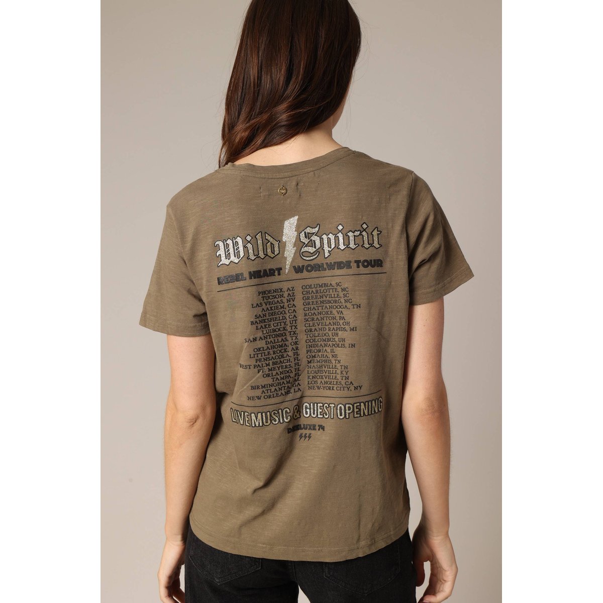 T-shirt rock 100% coton à imprimé tigre et typographie métallisée
 LEONA light khaki, DEELUXE