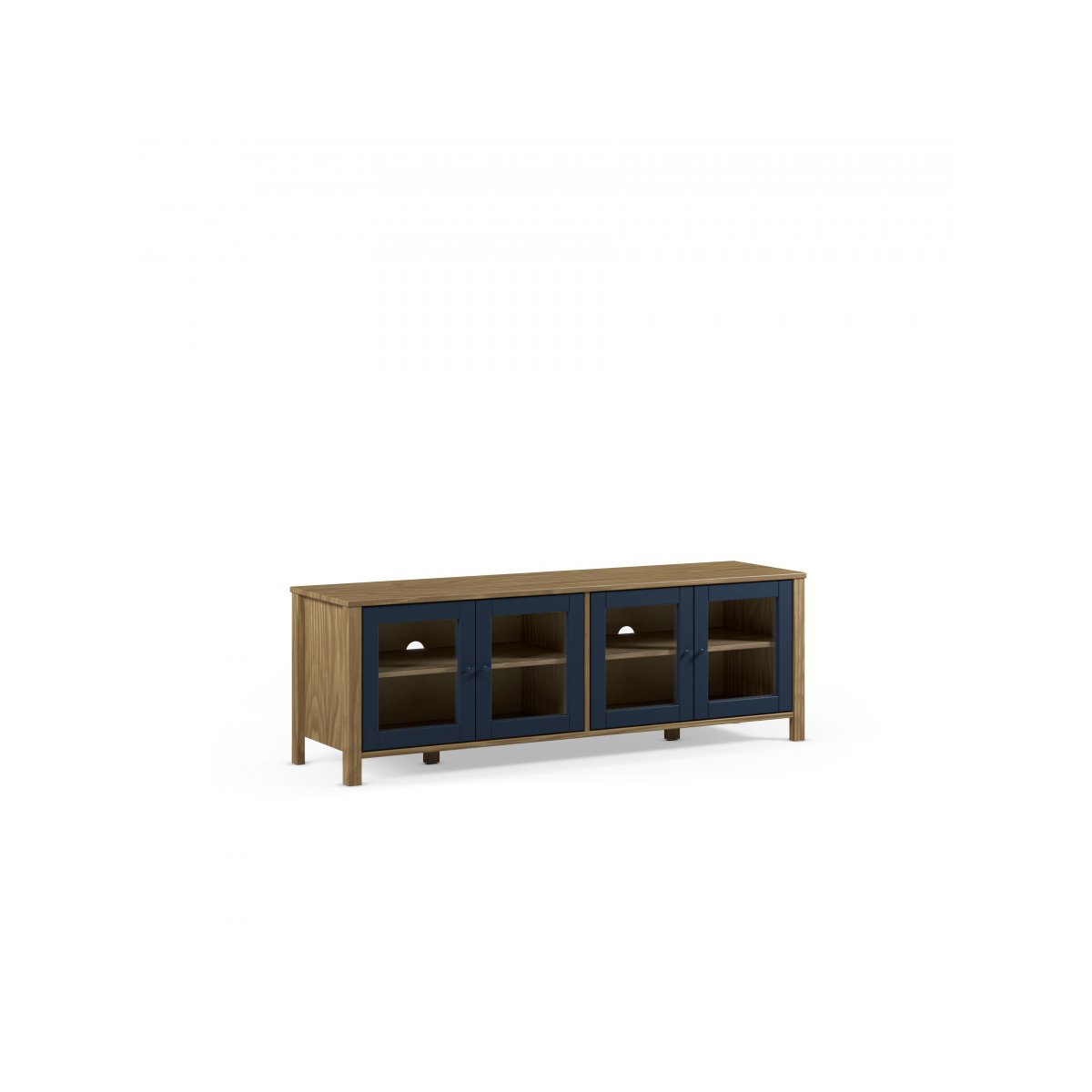 Meuble TV 150 cm panneaux de particules, LEXIE bleu, BOBOCHIC