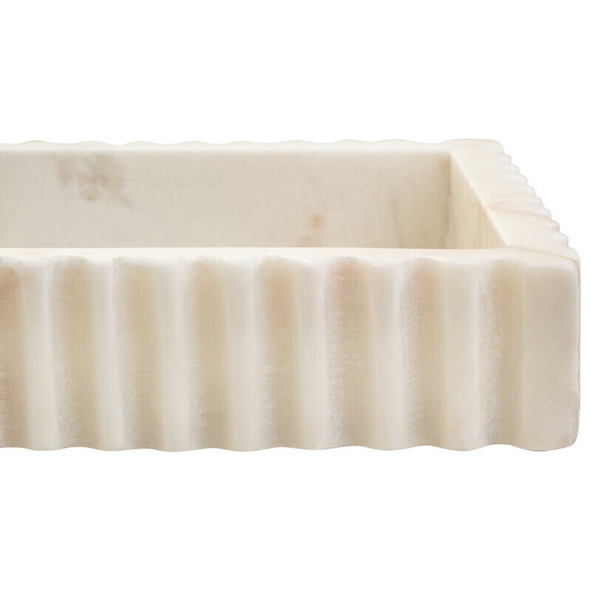 White Marble Fluted Rectangular Tray white, FIFTY FIVE SOUTH
