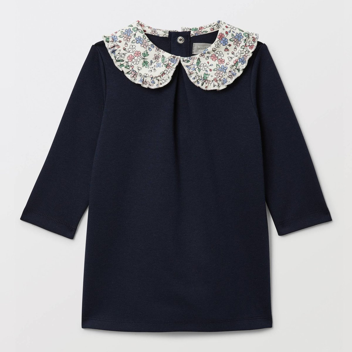 Robe unie à col imprimé marine, BOUT'CHOU