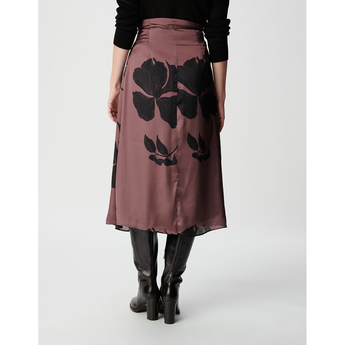 Jupe midi imprimé floral caramel, IKKS