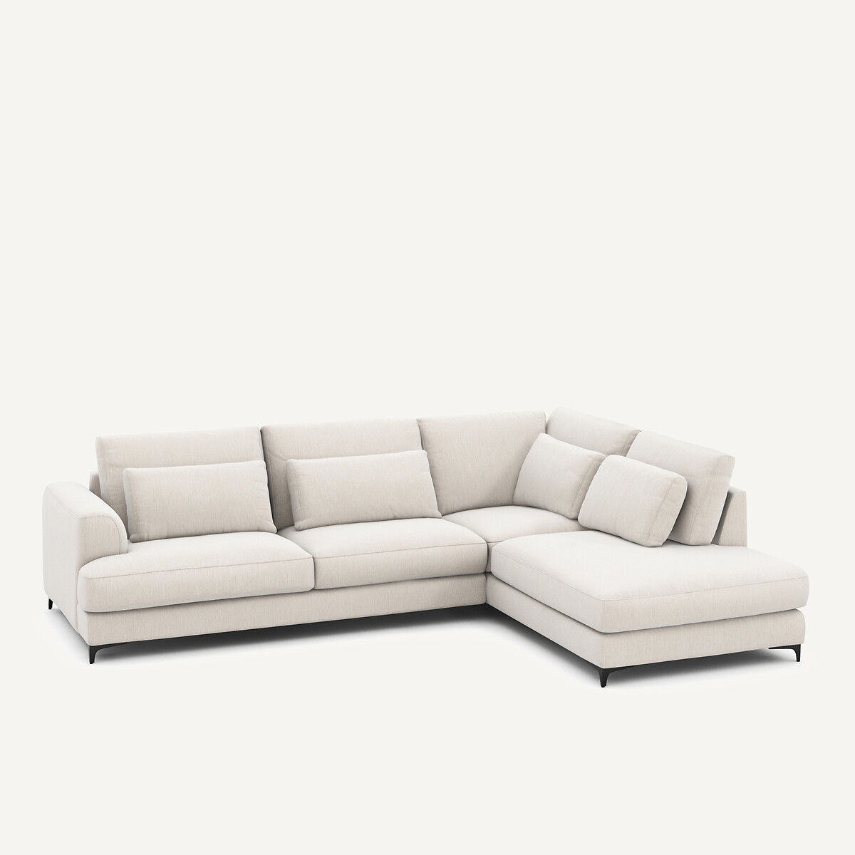 Canapé angle droit convertible, en velours chenille, Marsile blanc, AM.PM