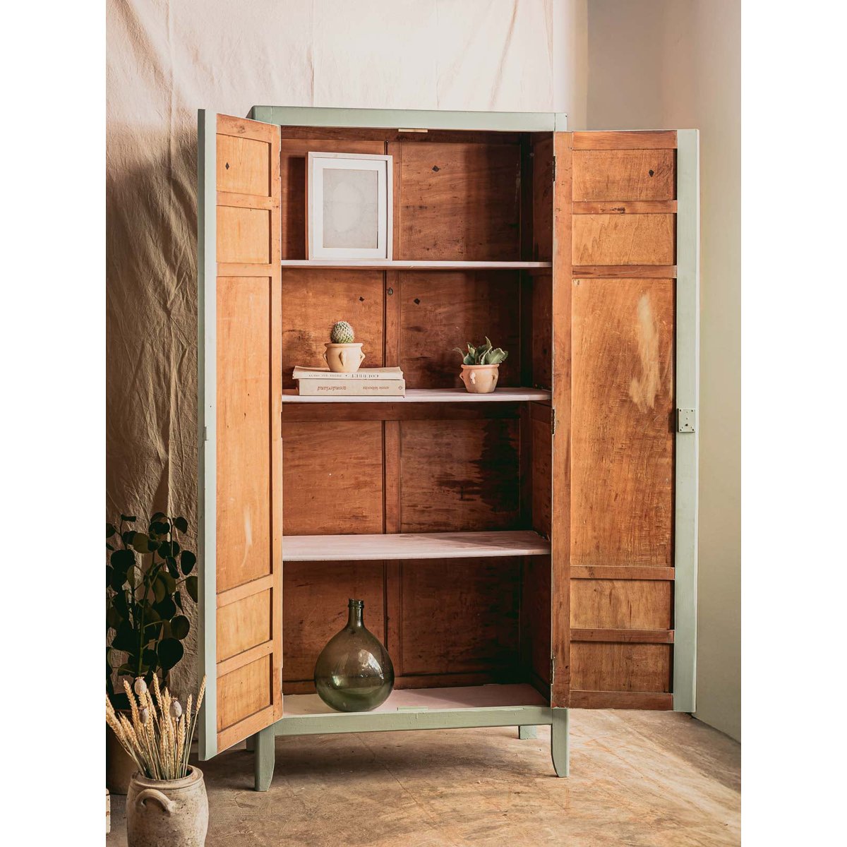 Armoire parisienne en bois gris sauge Blandine N°495 - Bon état gris, DEBONGOUT