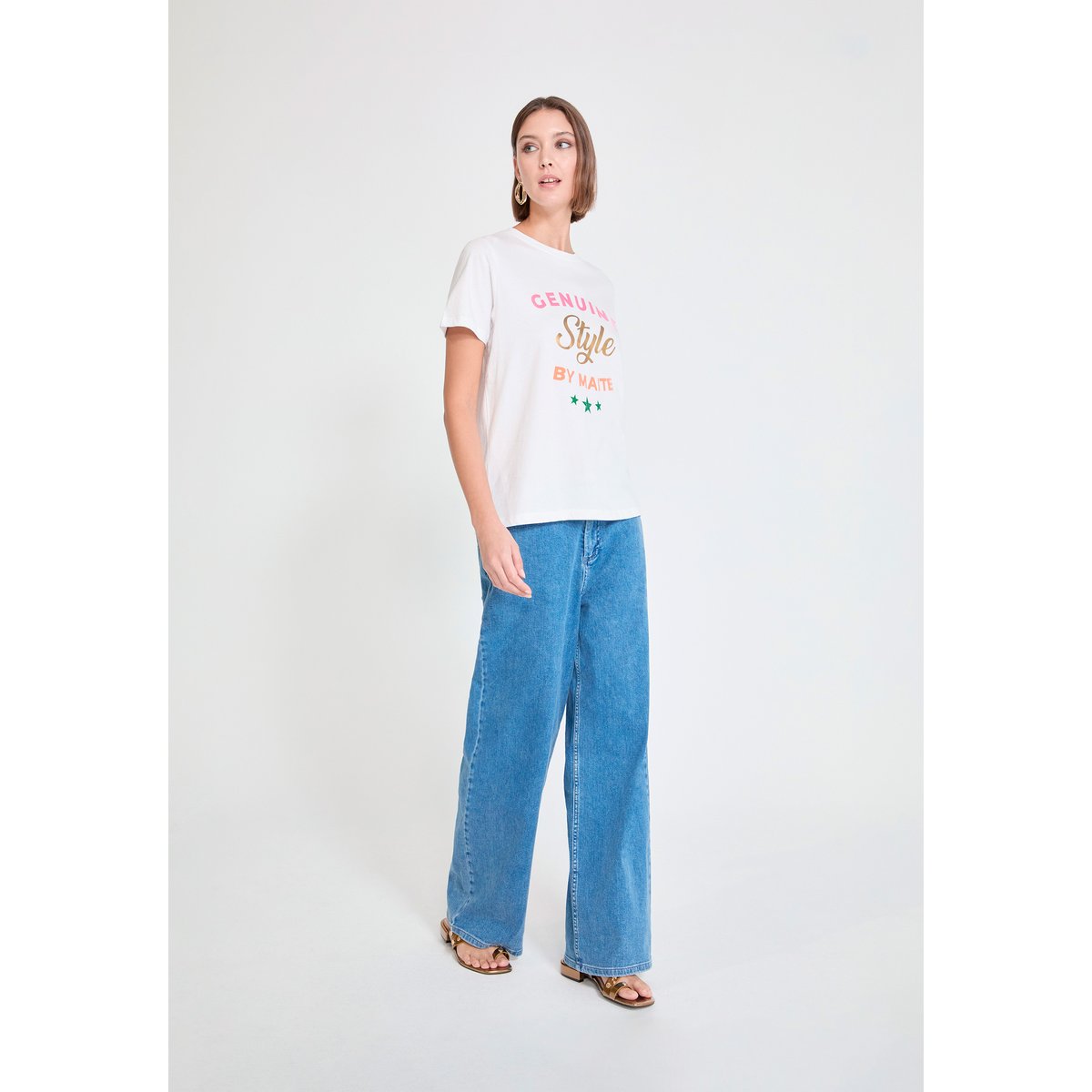 T-shirt en coton imprimé blanc, LOLA CASADEMUNT