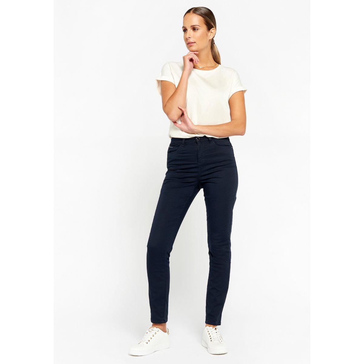 Pantalon skinny taille haute bleu marine, LOLALIZA