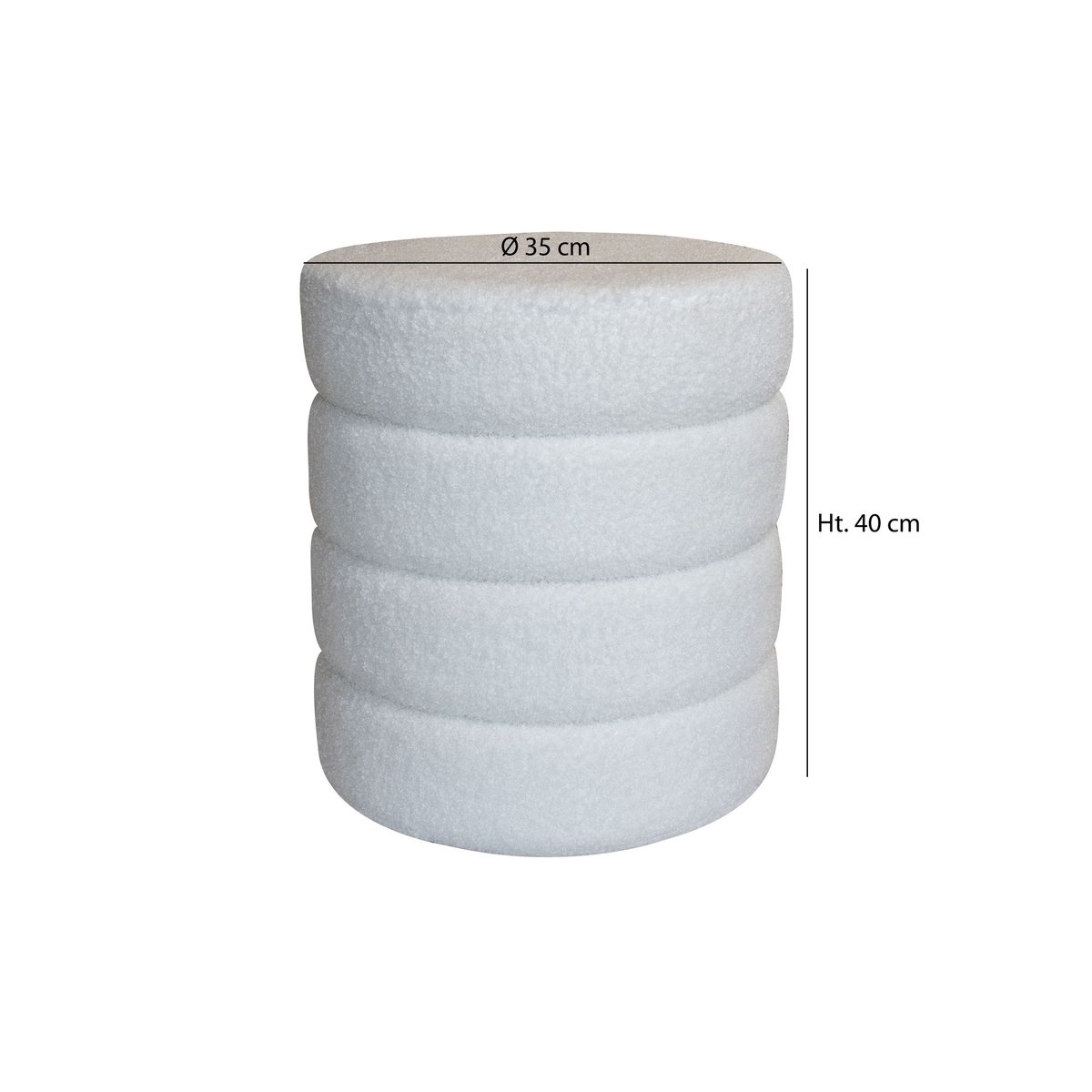 Pouf en tissu teddy et structure en bois, MALO blanc, NOW'S HOME