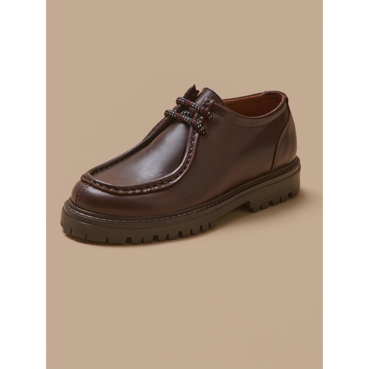 Derbies cuir chocolat, CYRILLUS