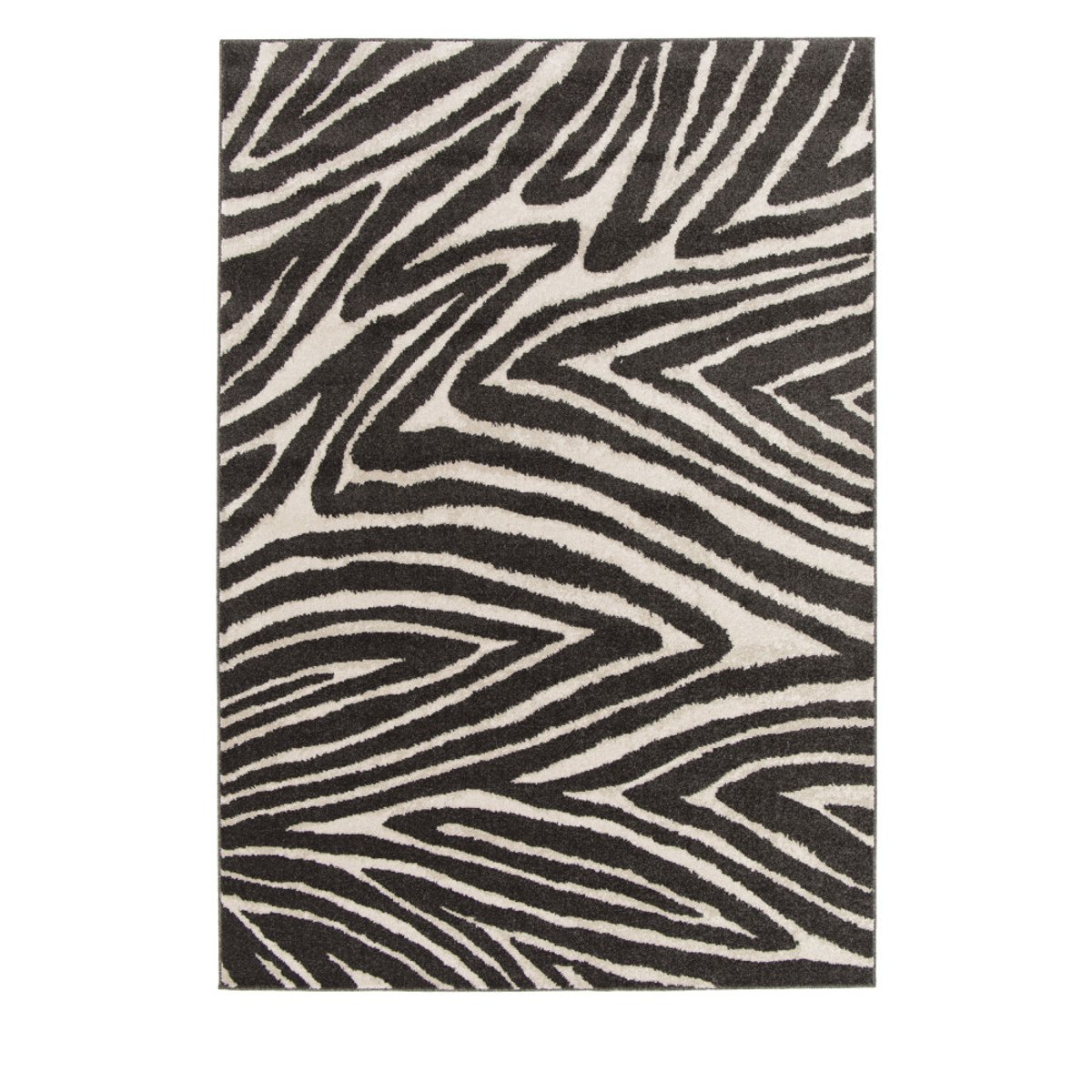 Tapis graphique à motif zébré- ZEBRA gris anthracite, DRAWER