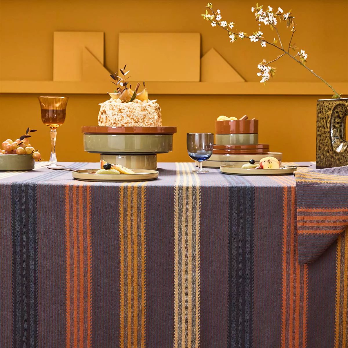 Chemin de table pur coton MILLE BAMBOUS onyx, GARNIER THIEBAUT