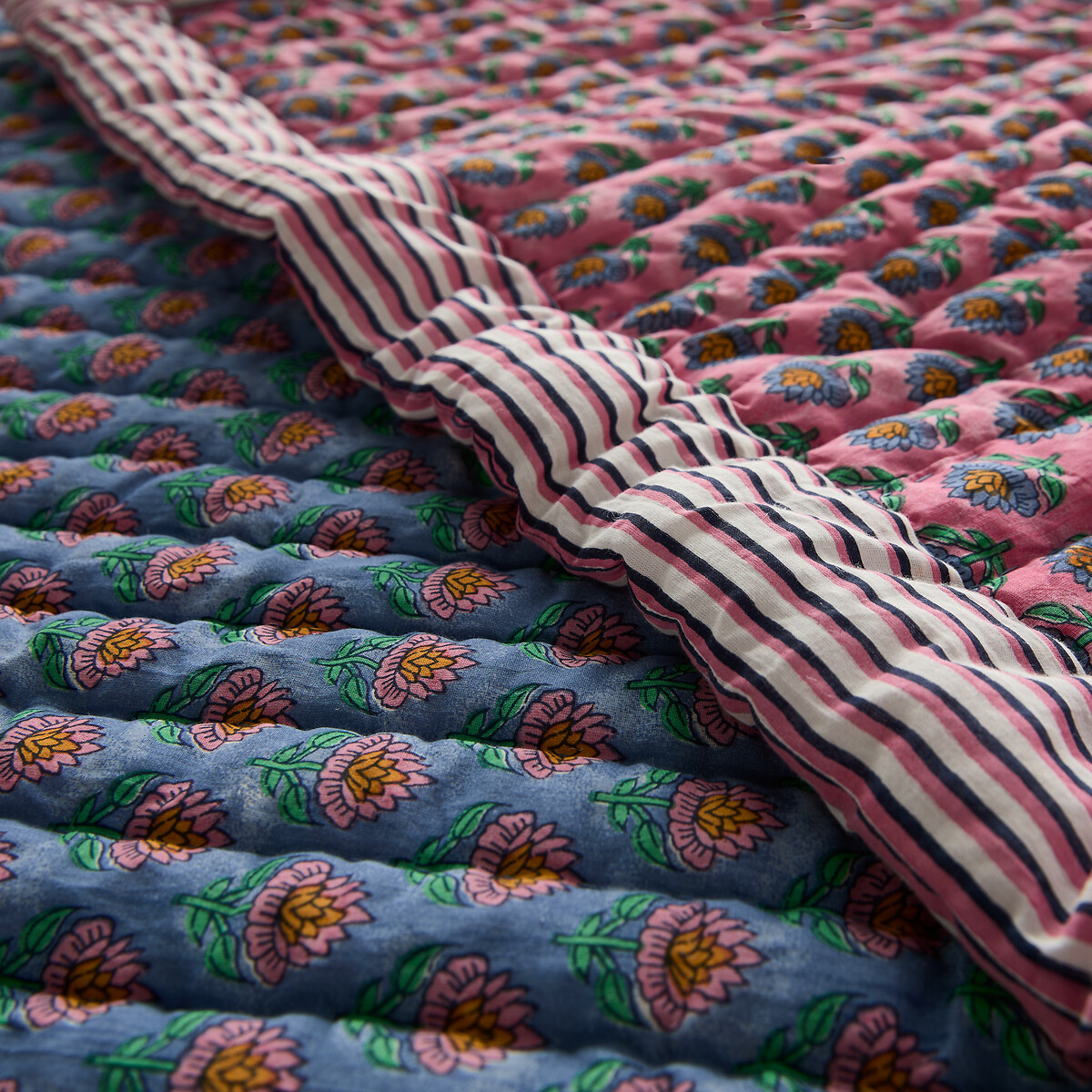 Couvre-lit enfant matelassé, Sanaa imprimé fleur, LA REDOUTE INTERIEURS