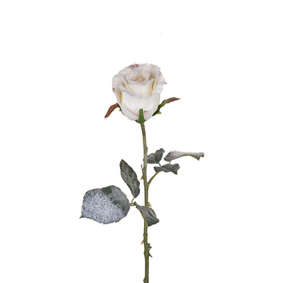Tige de rose enneigée artificielle H47 crème, SIA DECO
