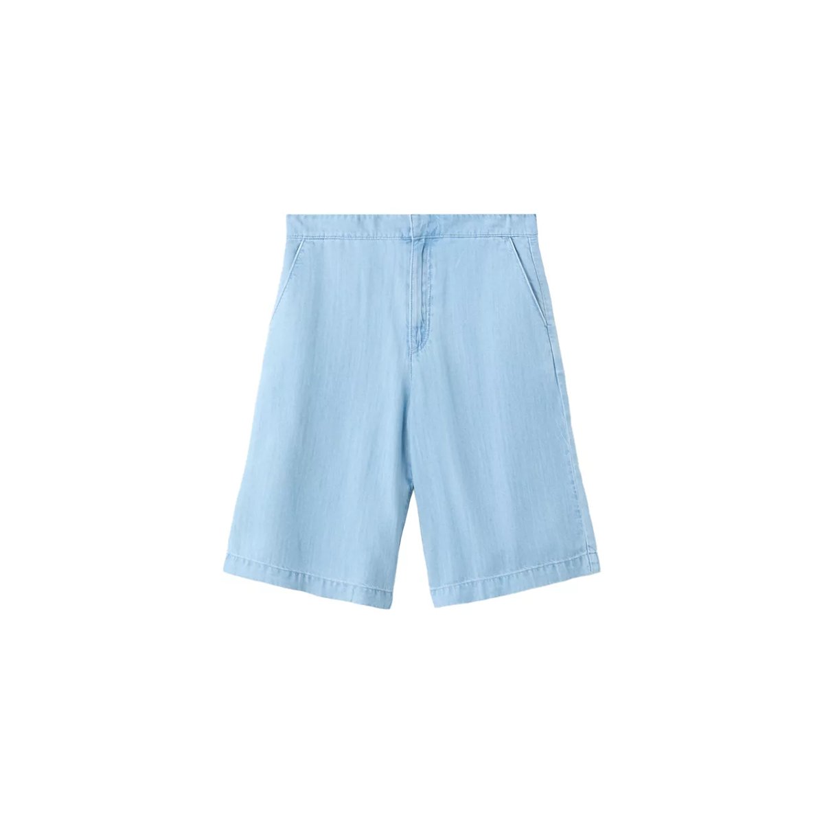 Bermudas en denim coupe droite taille basse bleu clair, MANGO