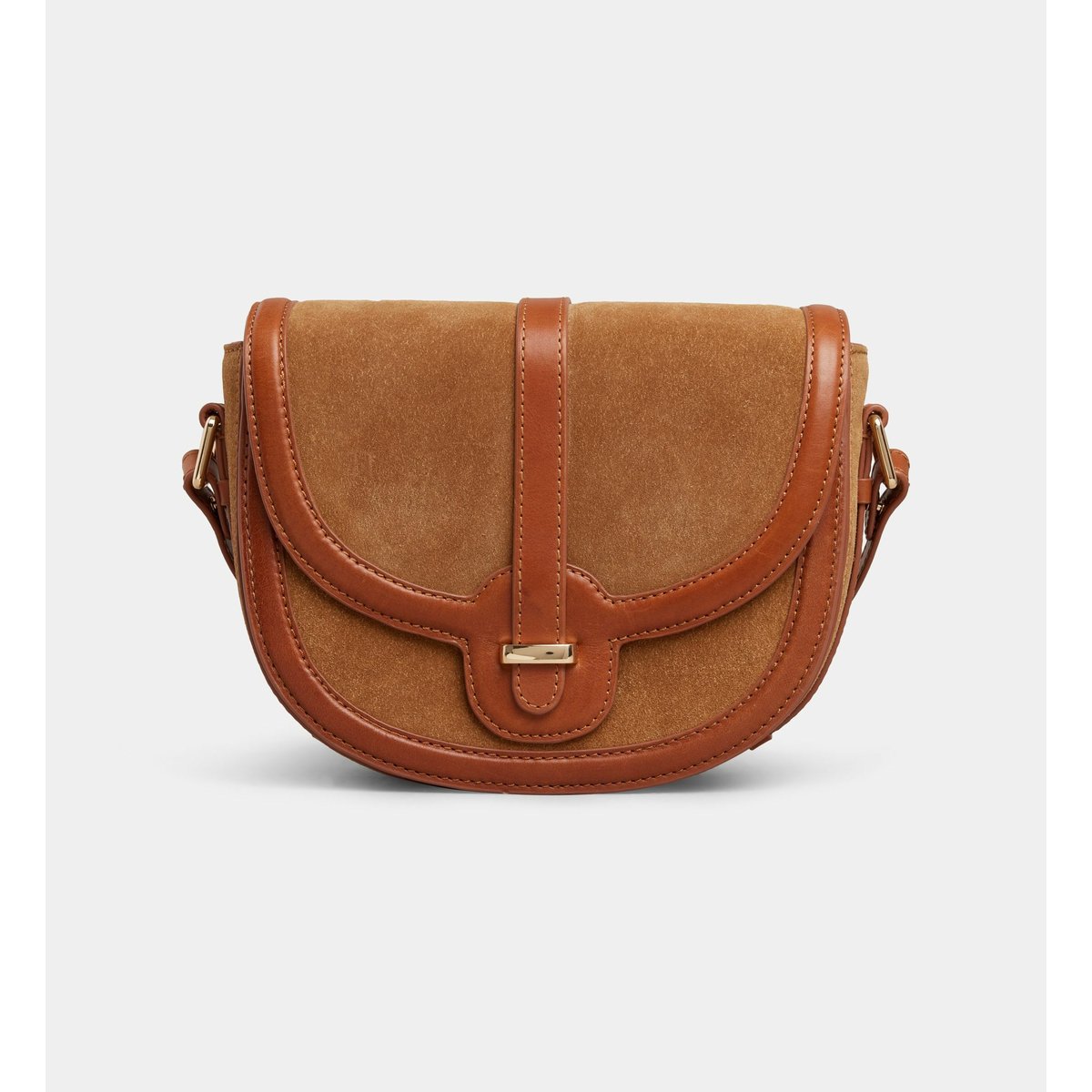 Sac à main apollina en cuir et suède camel marron, GALERIES LAFAYETTE