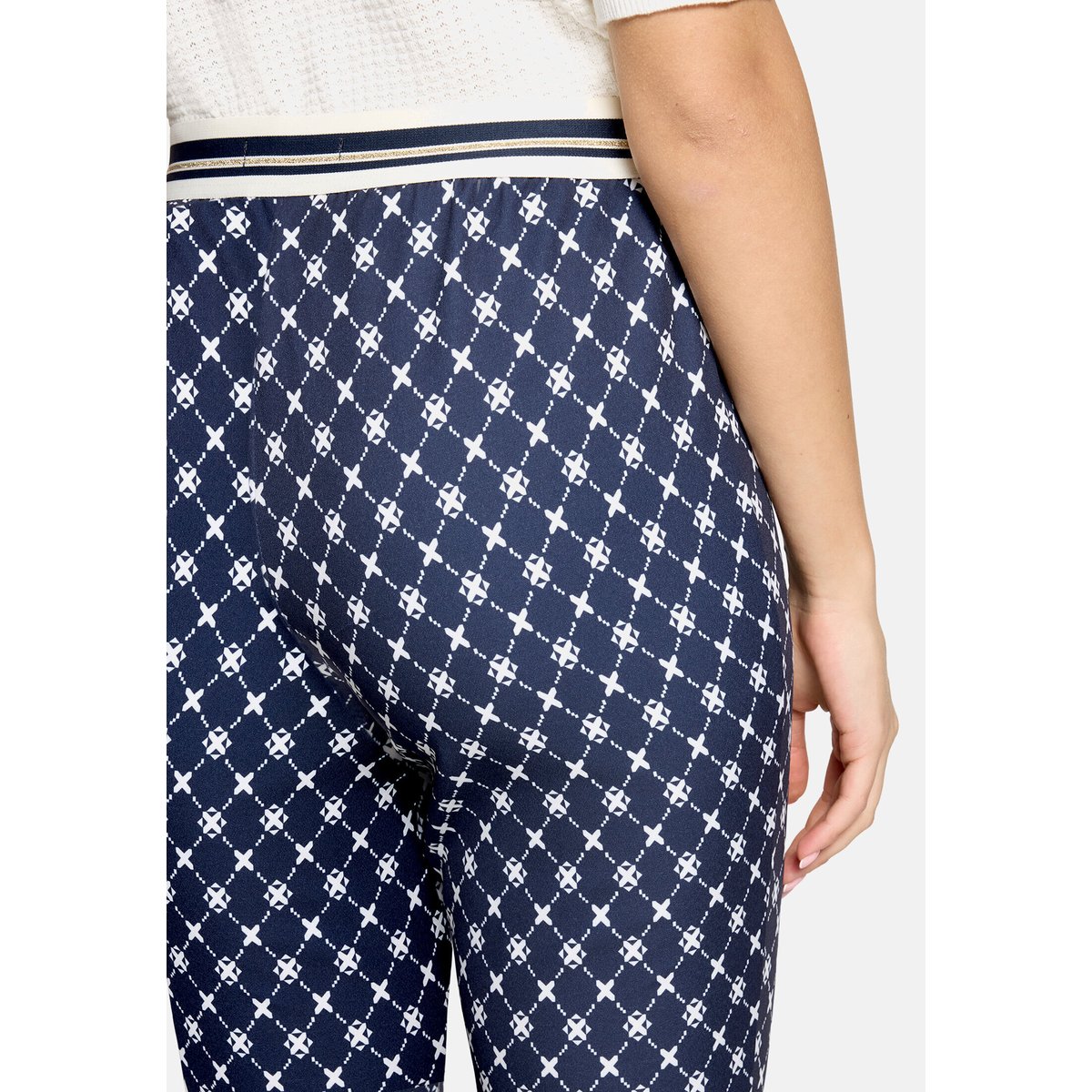 Pantalon casual coupe slim fit bleu/blanc, BETTY BARCLAY