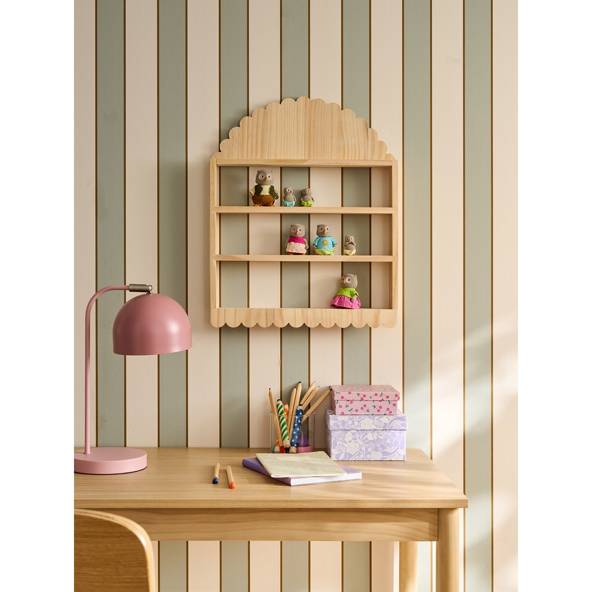 Rangement étagère figurines bois feston beige, VERTBAUDET