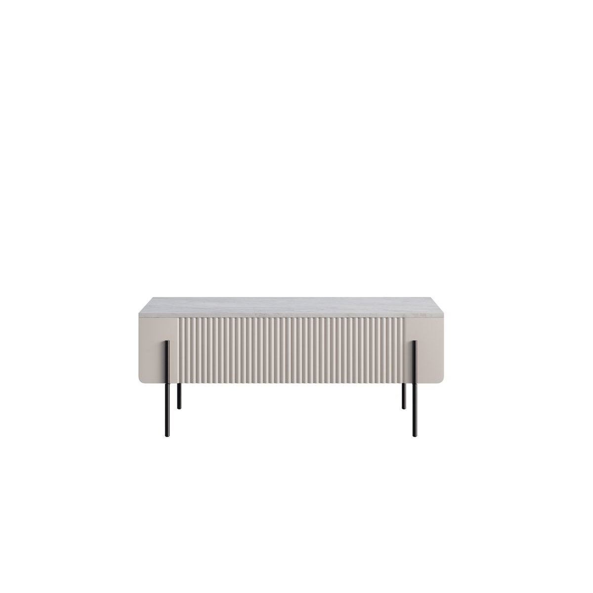 Table basse rectangulaire en panneaux de particules et MDF, MATHILDE beige, BOBOCHIC