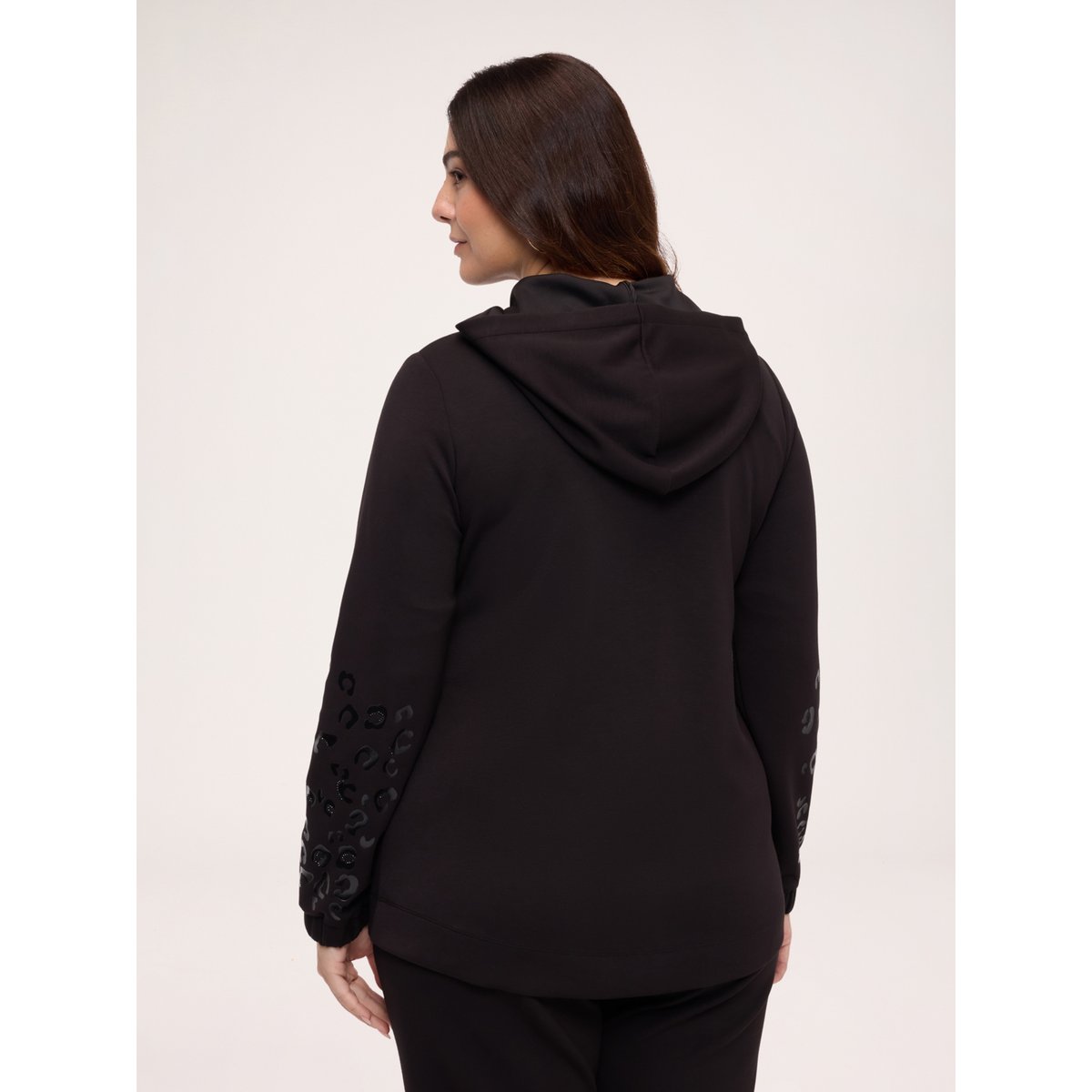 Sweat ouvert avec imprimé maculé noir, FIORELLA RUBINO