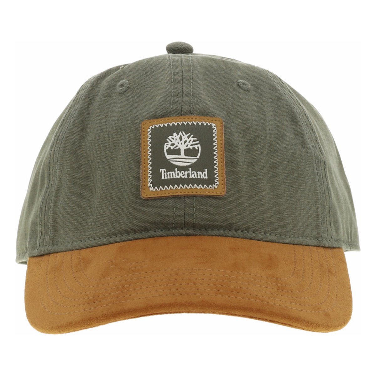 Casquette en coton kaki bicolore avec un patch de la marque à l'avant kaki, TIMBERLAND