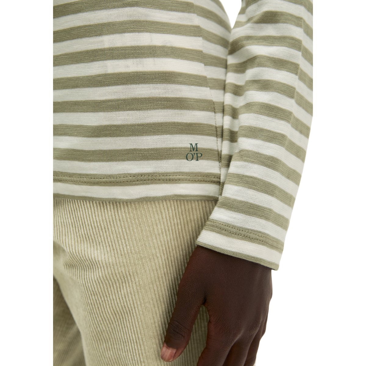T-shirt rayé, coupe standard en jersey slub doux vert, MARC O'POLO
