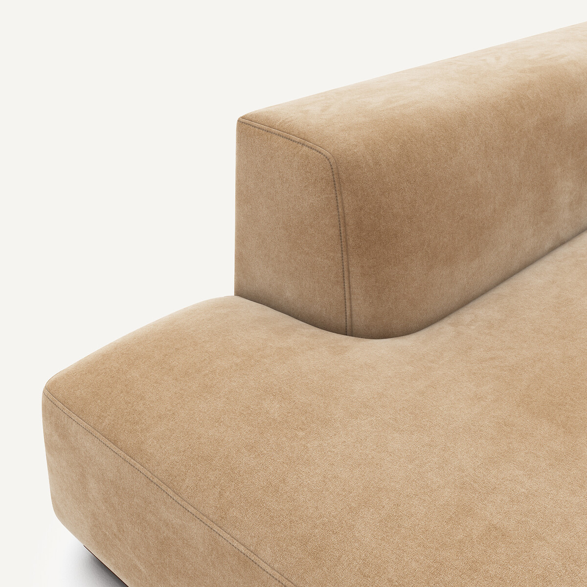 Canapé d'angle droit XL en velours stonewashed, JACOPO ficelle, AM.PM