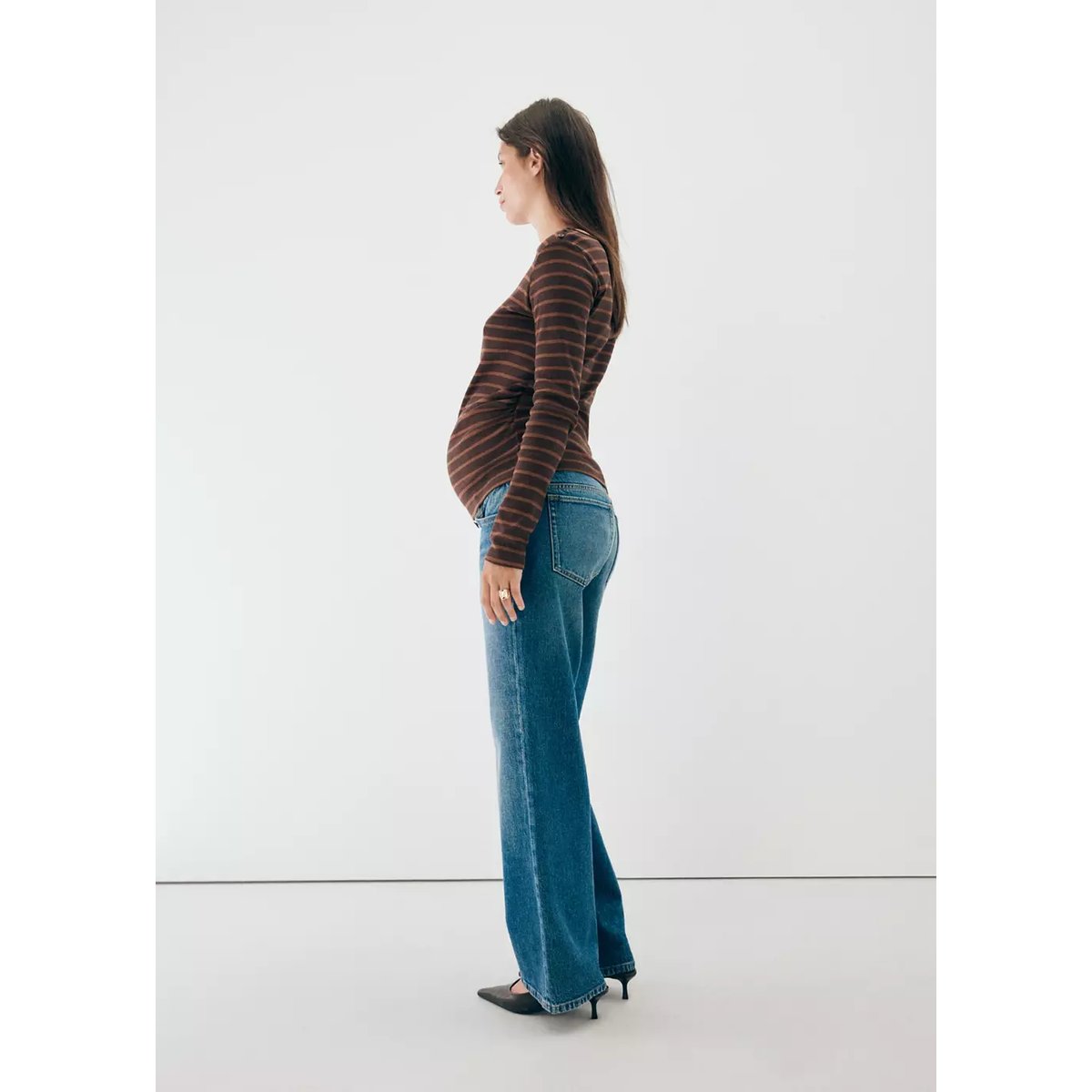 T-shirt rayures col bateau marron, MANGO