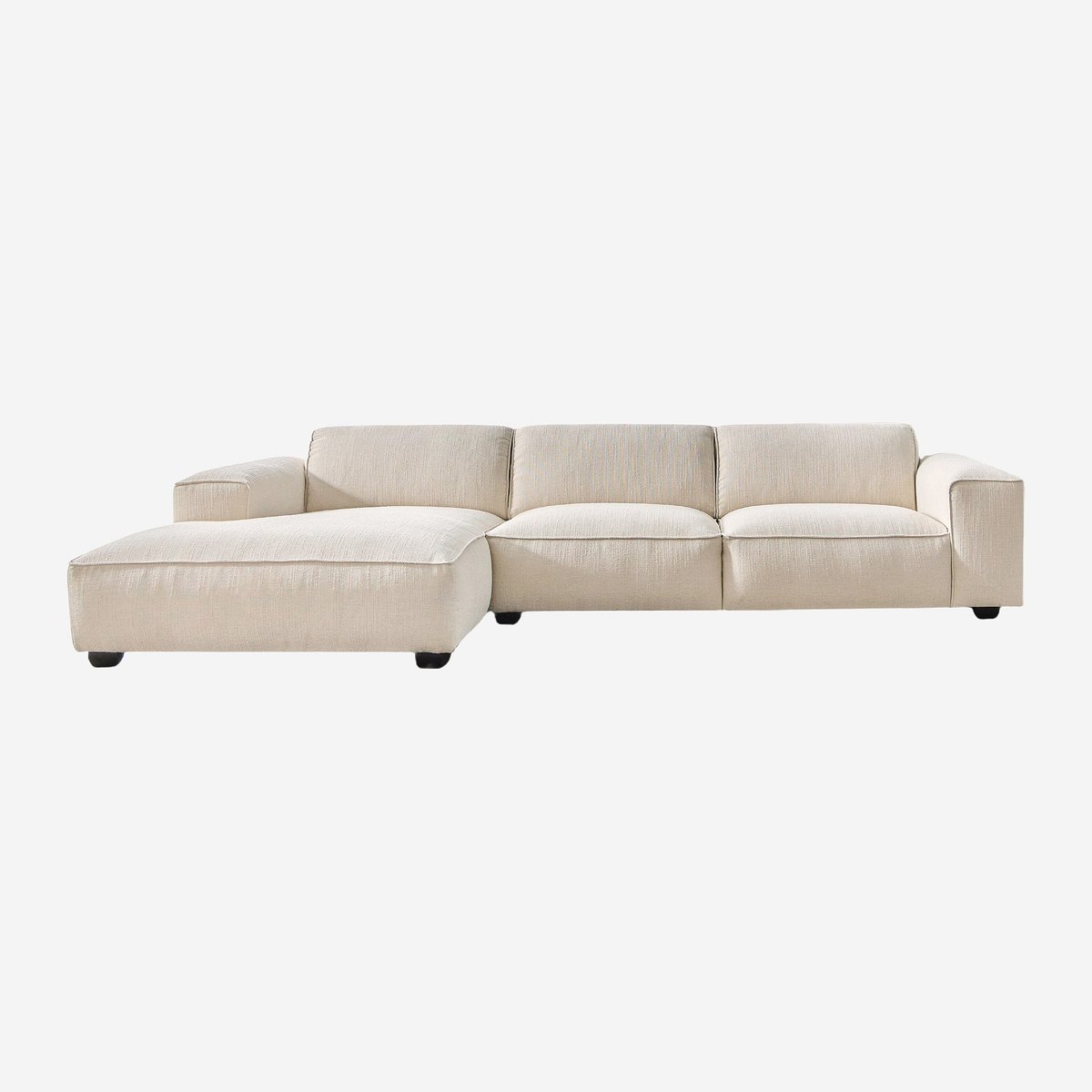 Canapé d'angle en tissu bouclette courte POSADA ll ivoire, HABITAT