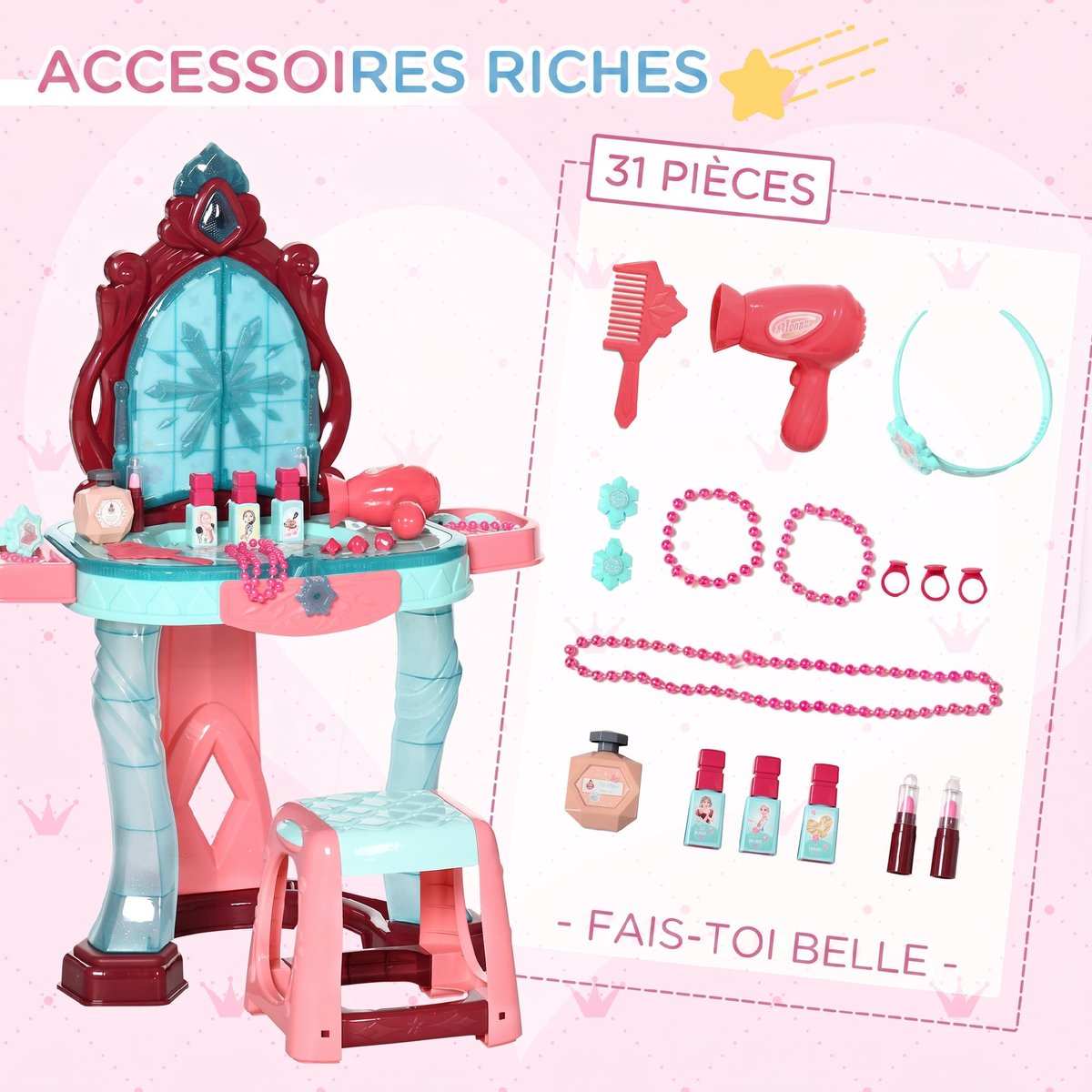 Ensemble de jeu « Coiffeuse pour enfants » PP multicolore, AIYAPLAY