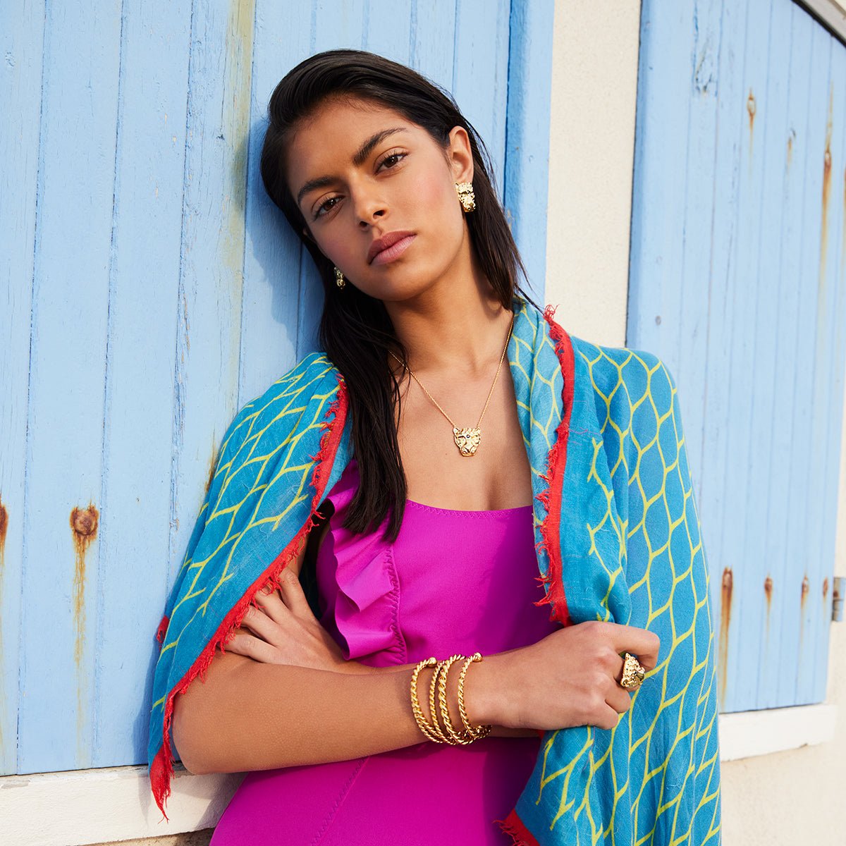 Collier doré emerald - jungle cristal vert, CAROLINE NAJMAN