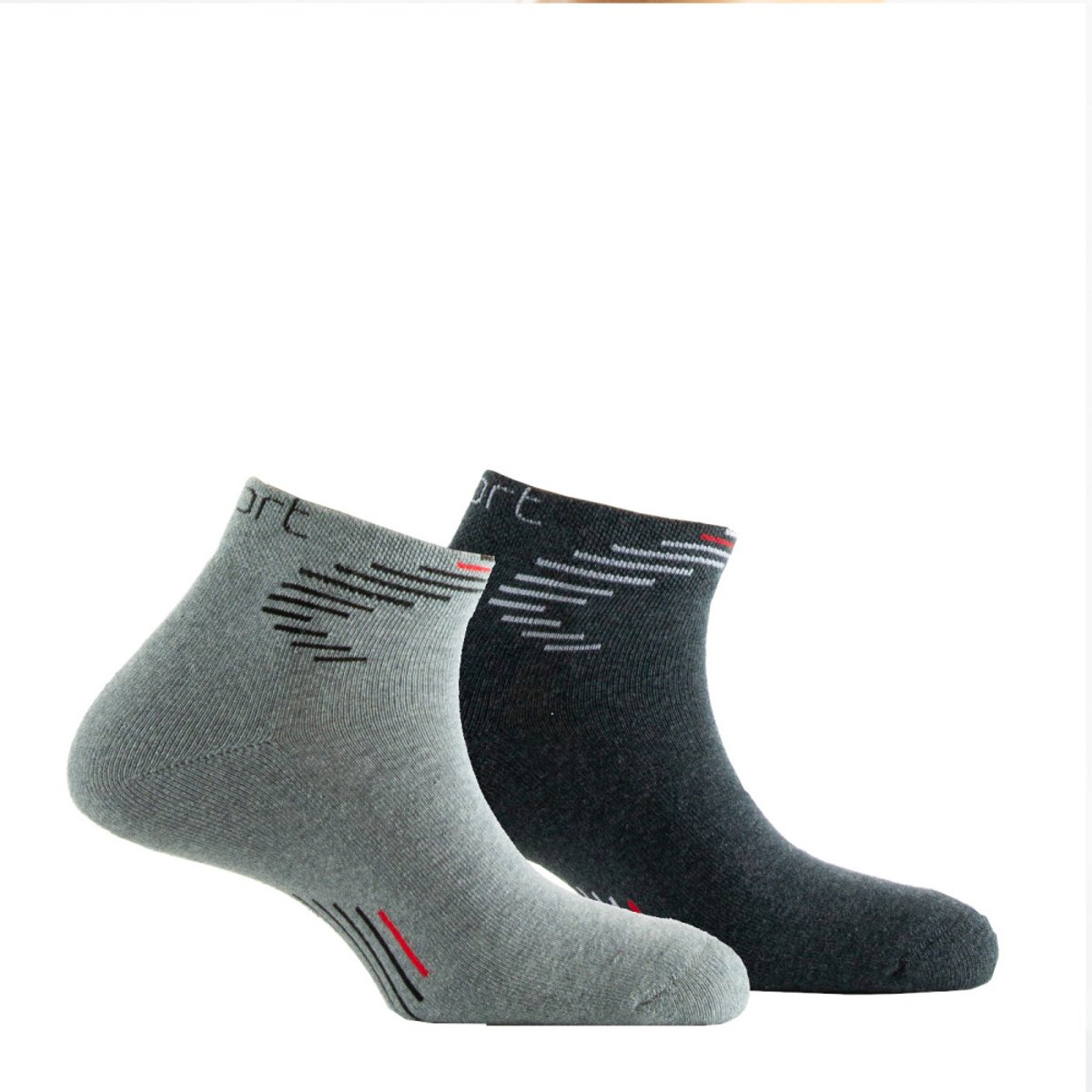 Pack de 2 ultra courtes K-Sport semelle bouclette Coton majoritaire gris, KINDY