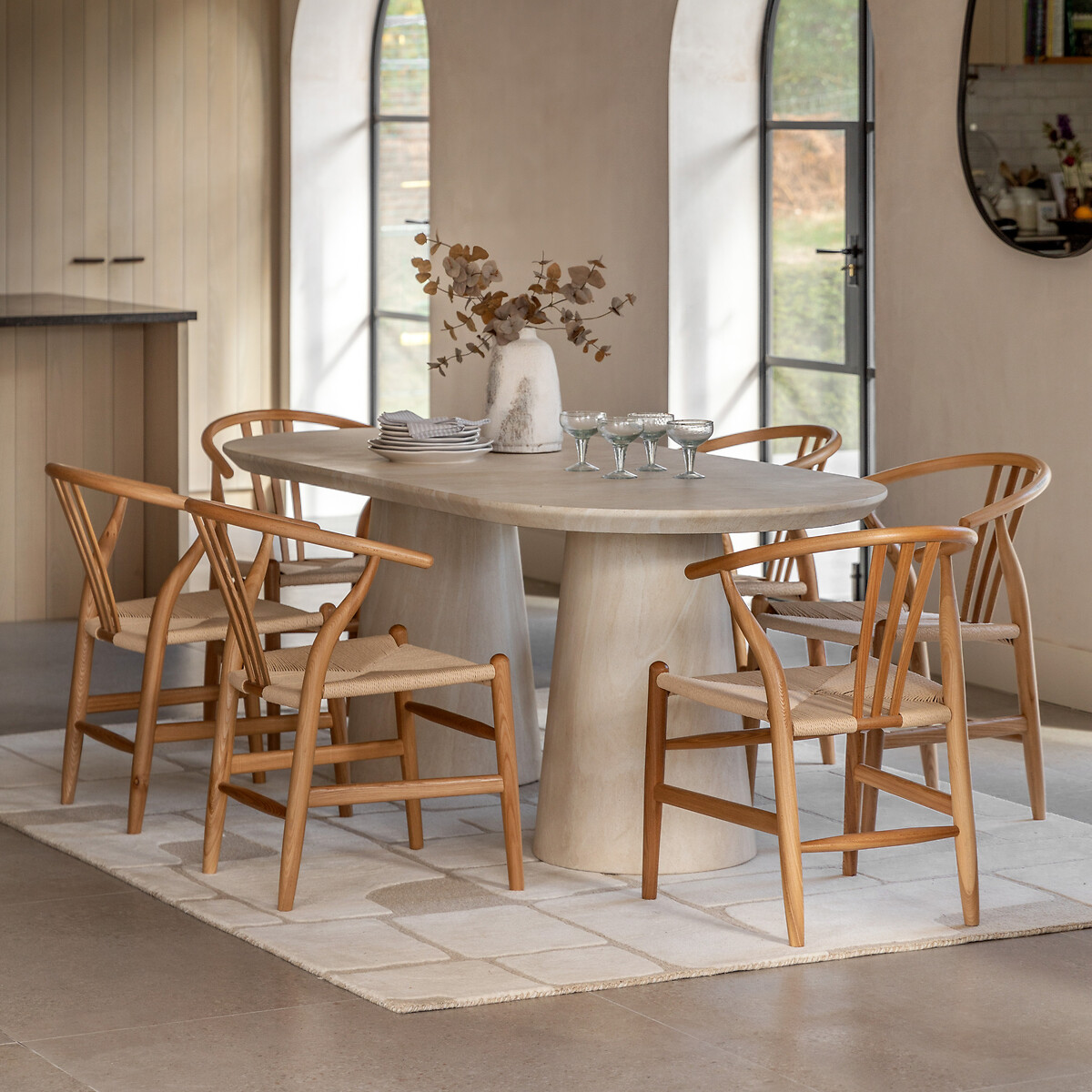 Pellan Oval Travertine Finish Dining Table (Seats 6) travertine, SO'HOME