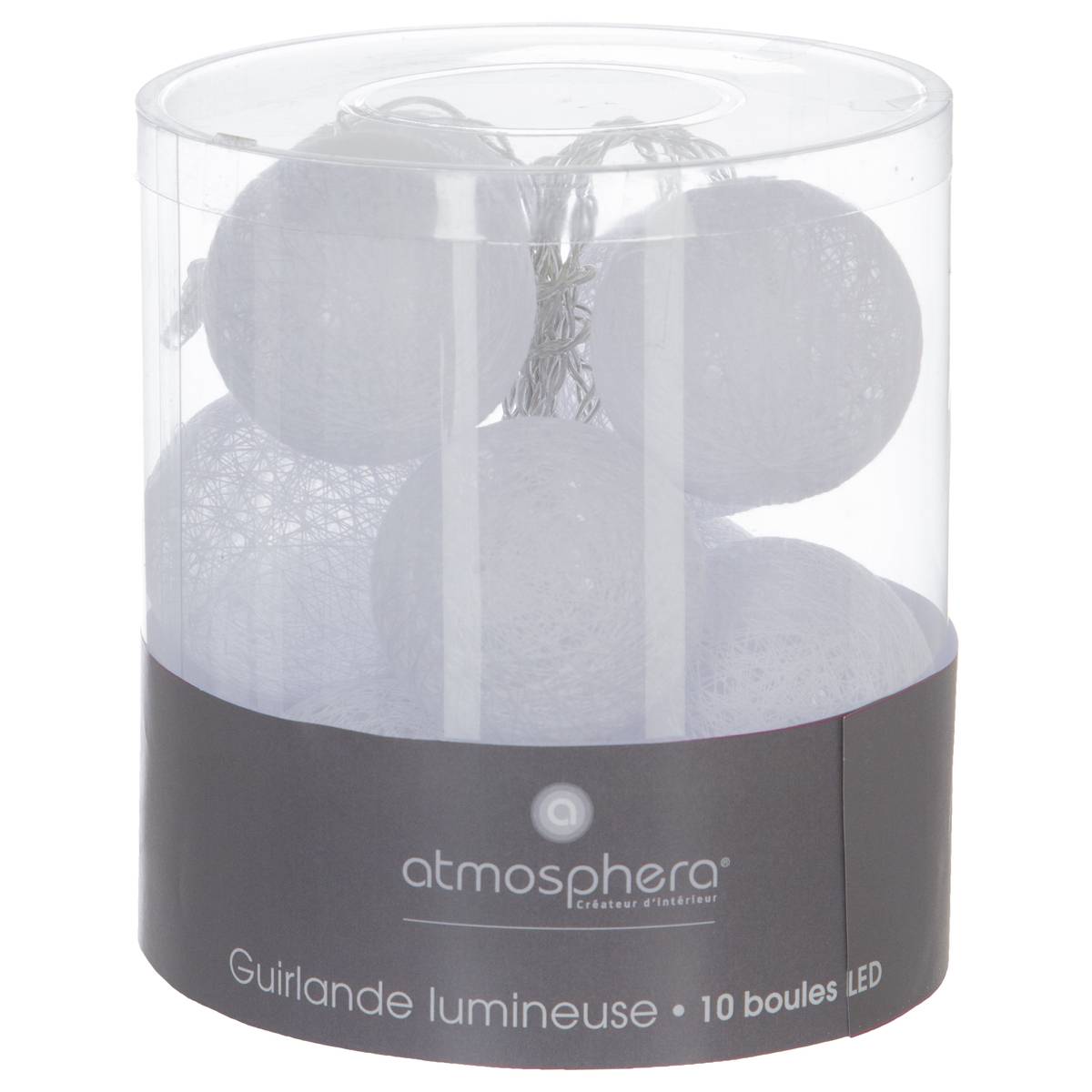 Guirlande LED 10 boules à pile TARA blanc, ATMOSPHERA