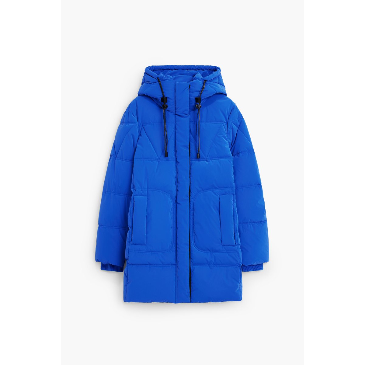 Manteau long matelassé bleu, DESIGUAL