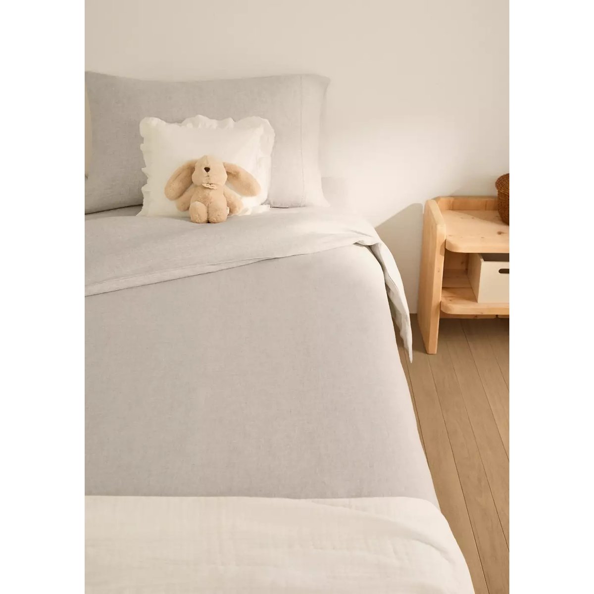 Housse de couette enfant lin lavé lit 90 cm beige, MANGO HOME