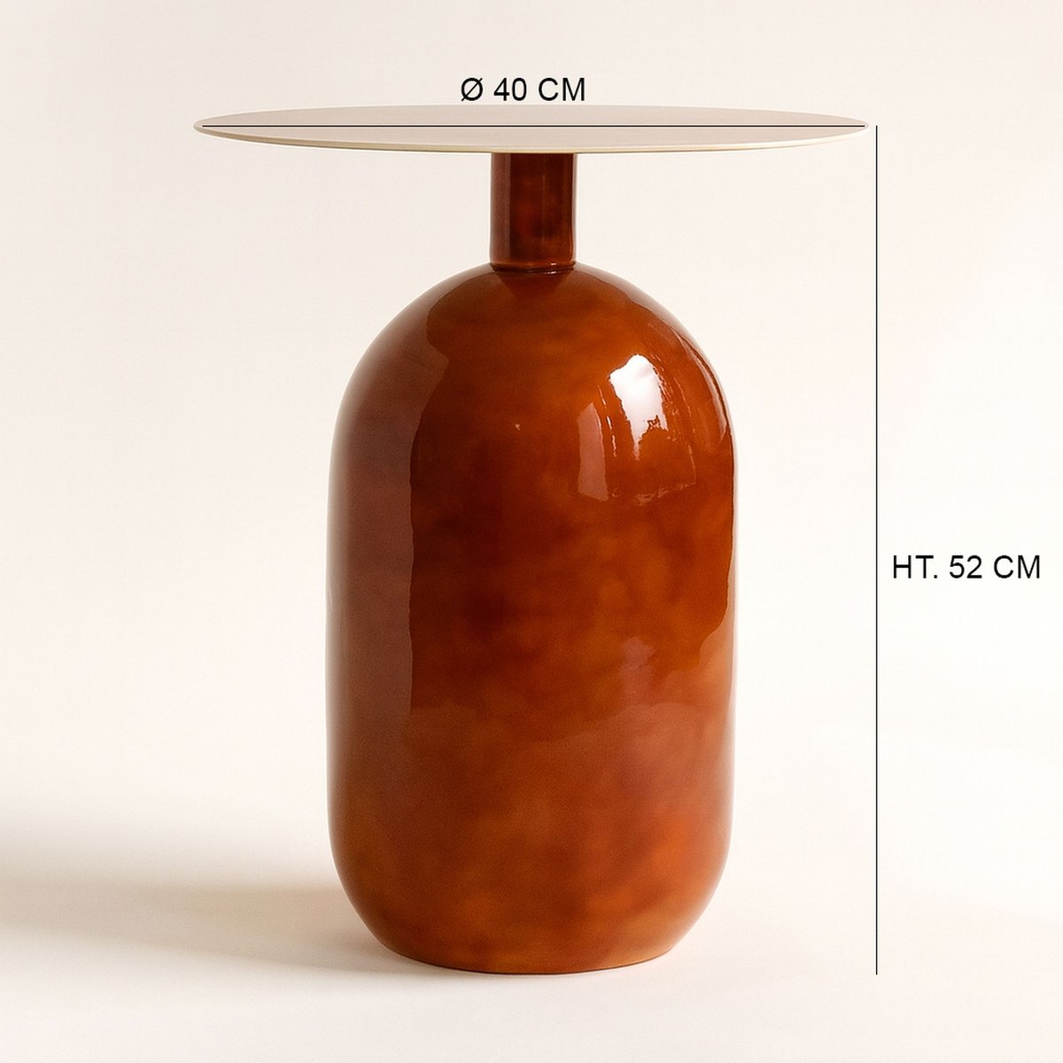 Meuble d'appoint en métal émaillé, BODO terracotta, NOW'S HOME
