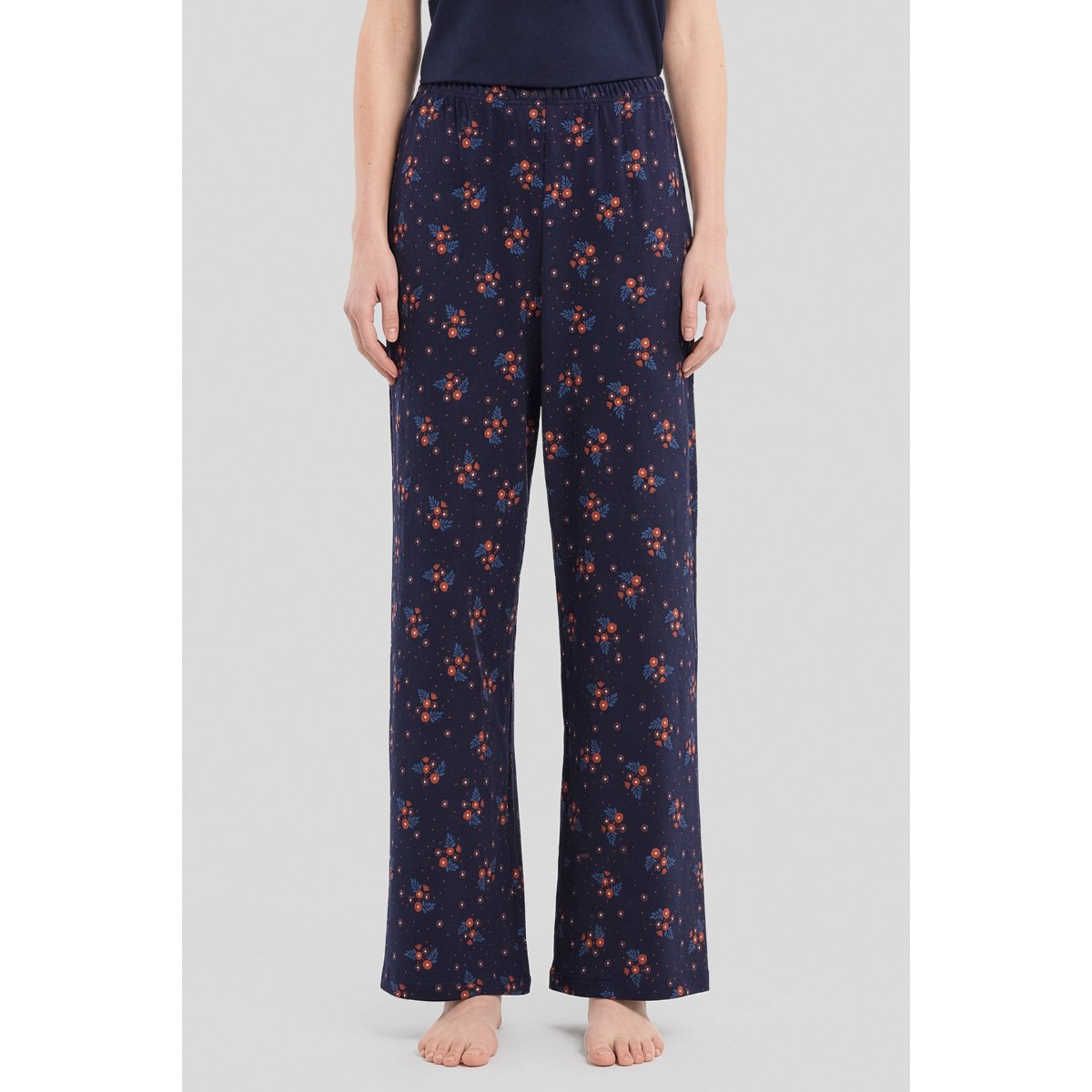 Pyjama imprimé long - coton imprimé bouquets et pois s, ARMOR-LUX