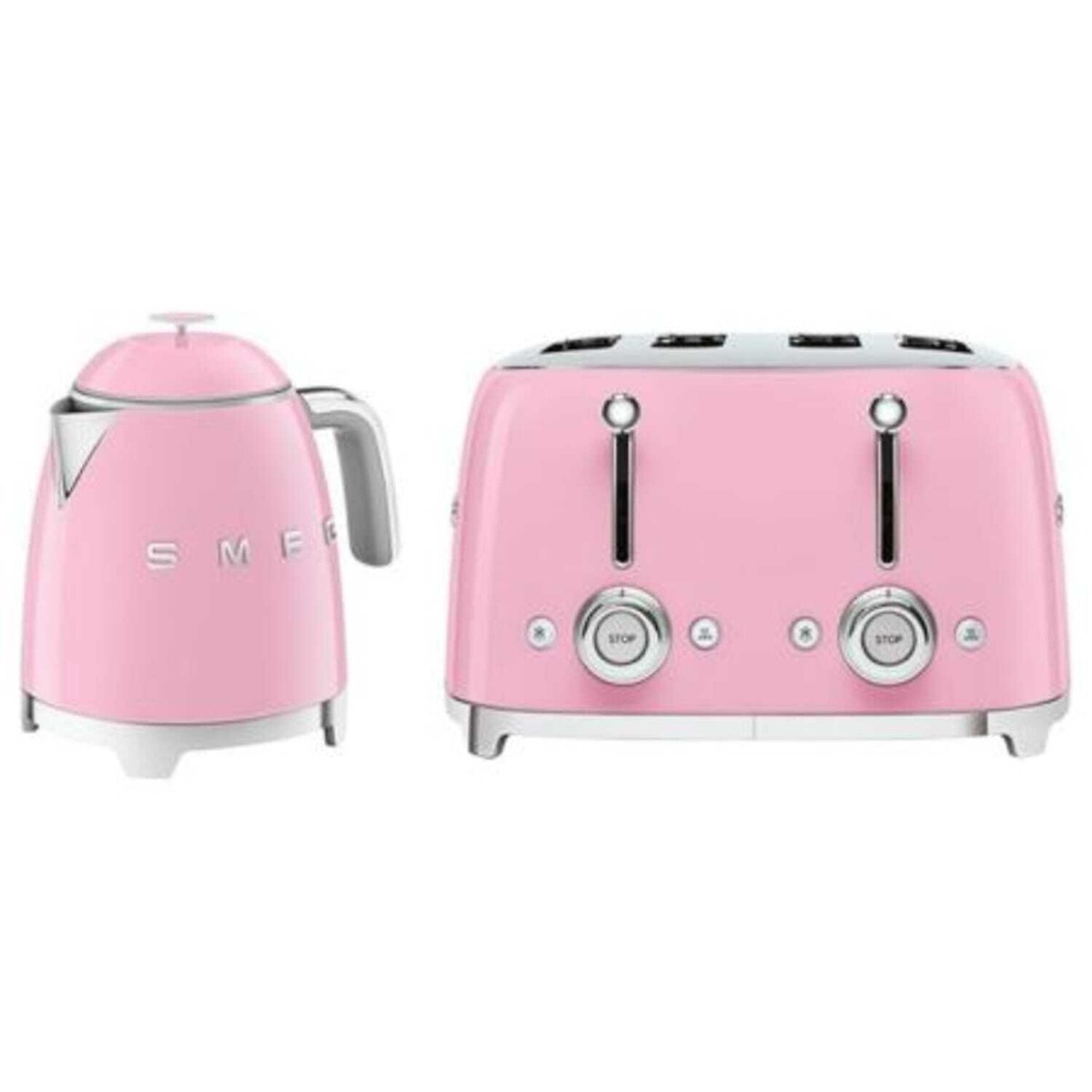 Retro Style 0.8L Mini Kettle & 4-Slice Toaster Set pink, SMEG