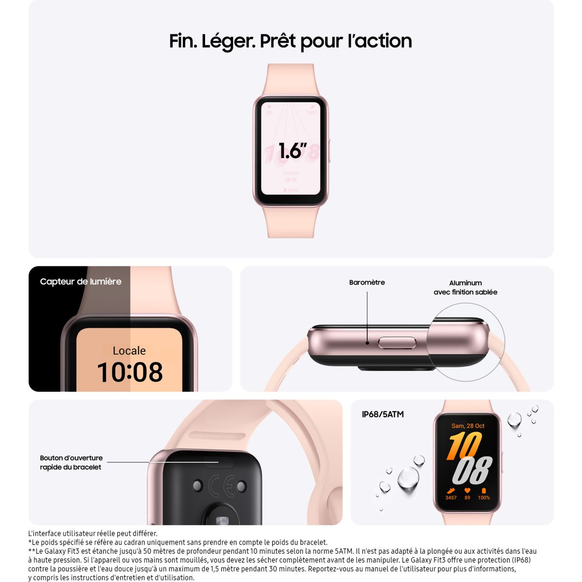 Montre santé Galaxy Fit3 Rose rose, SAMSUNG