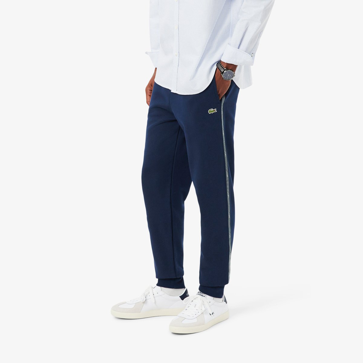 Pantalon de survêtement bandes griffées bleu-166, LACOSTE