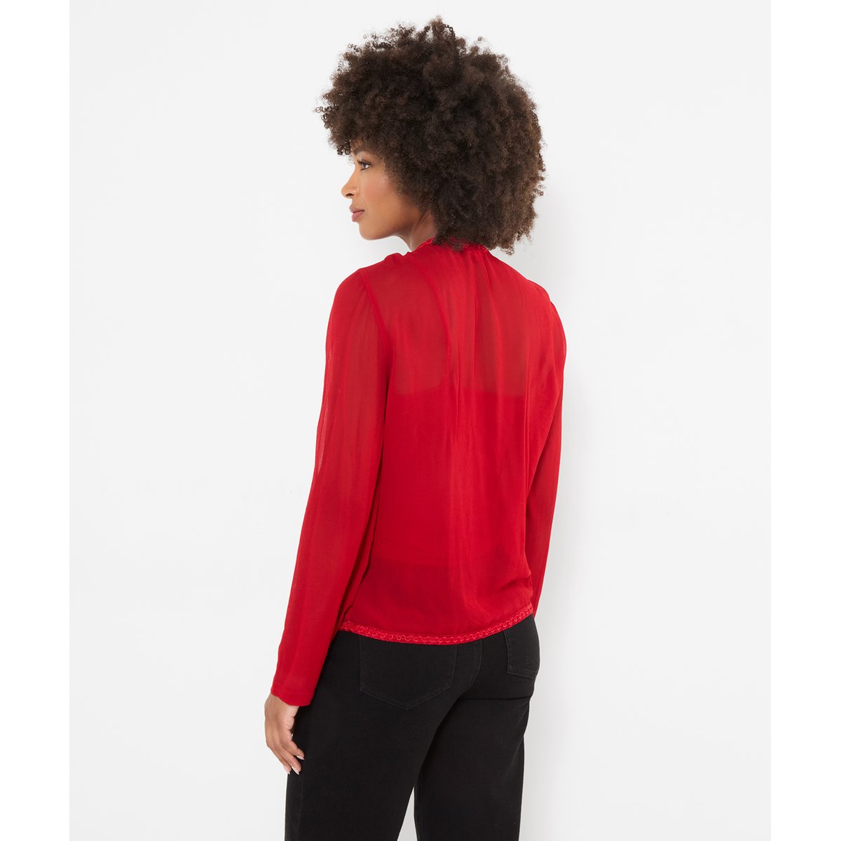 Blouse Boutonnée Brodée Emily avec Caraco rouge, JOE BROWNS