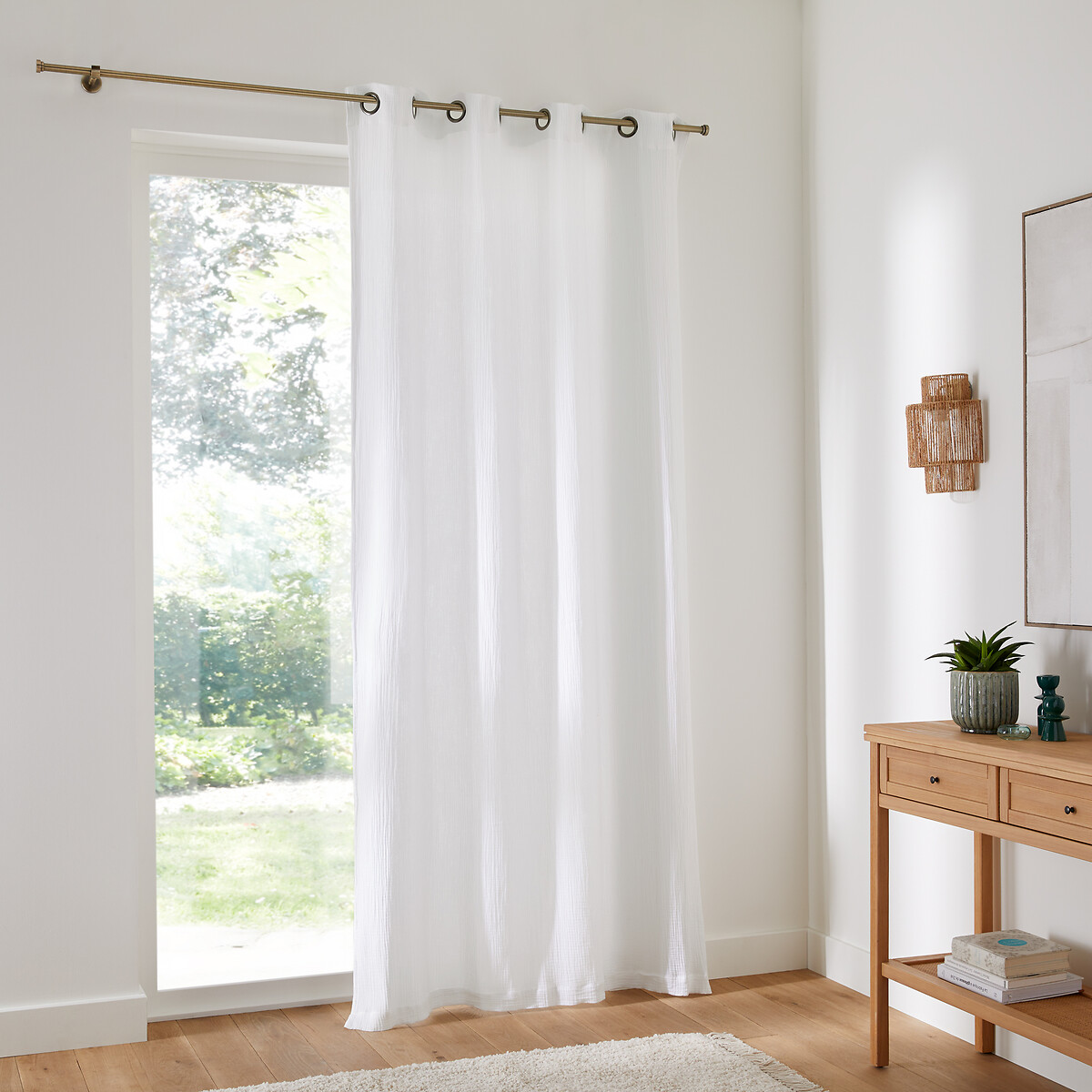 Rideau gaze de coton, oeillets, Kumla blanc, LA REDOUTE INTERIEURS